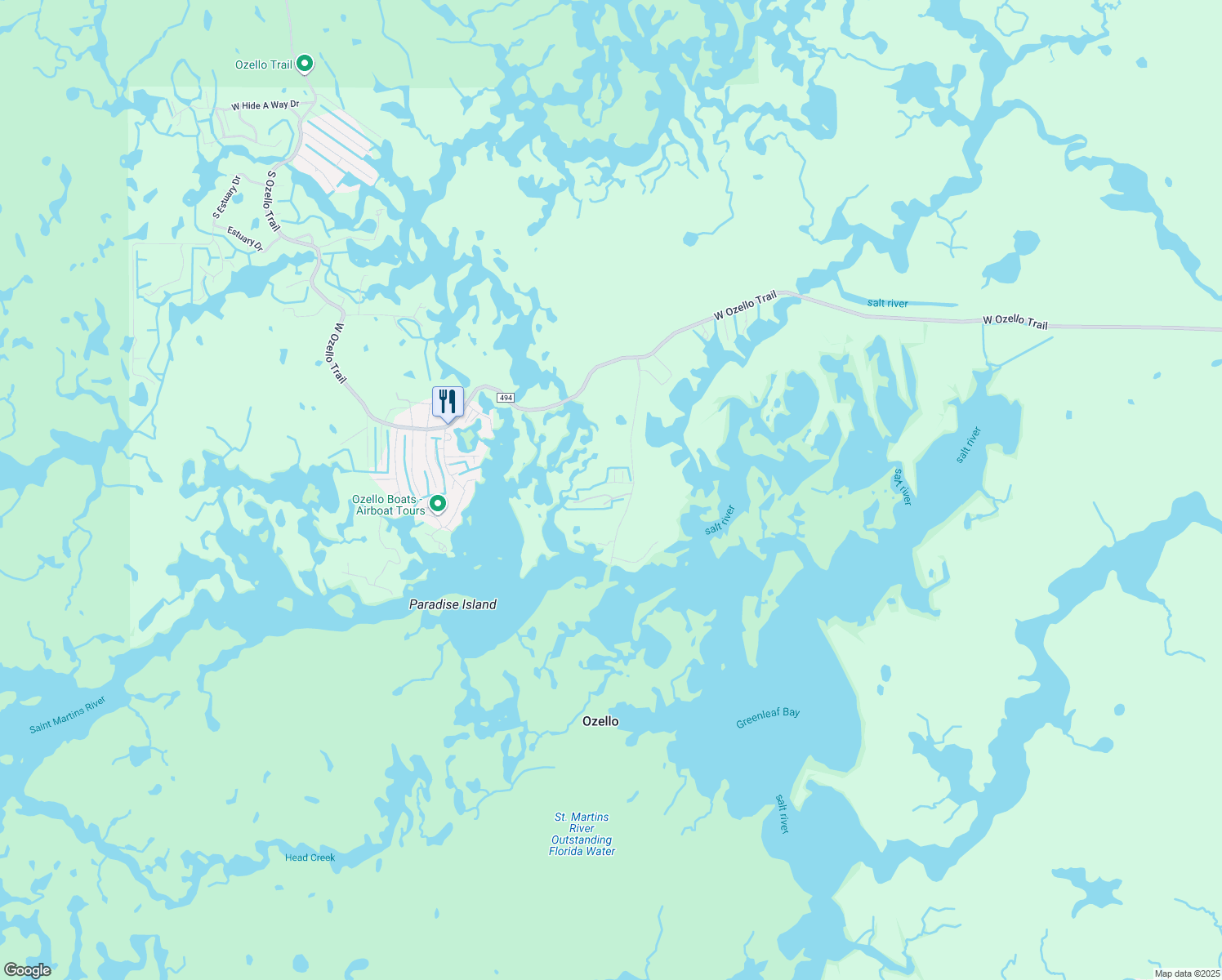 map of restaurants, bars, coffee shops, grocery stores, and more near 13488 West Hillbilly Lane in Crystal River