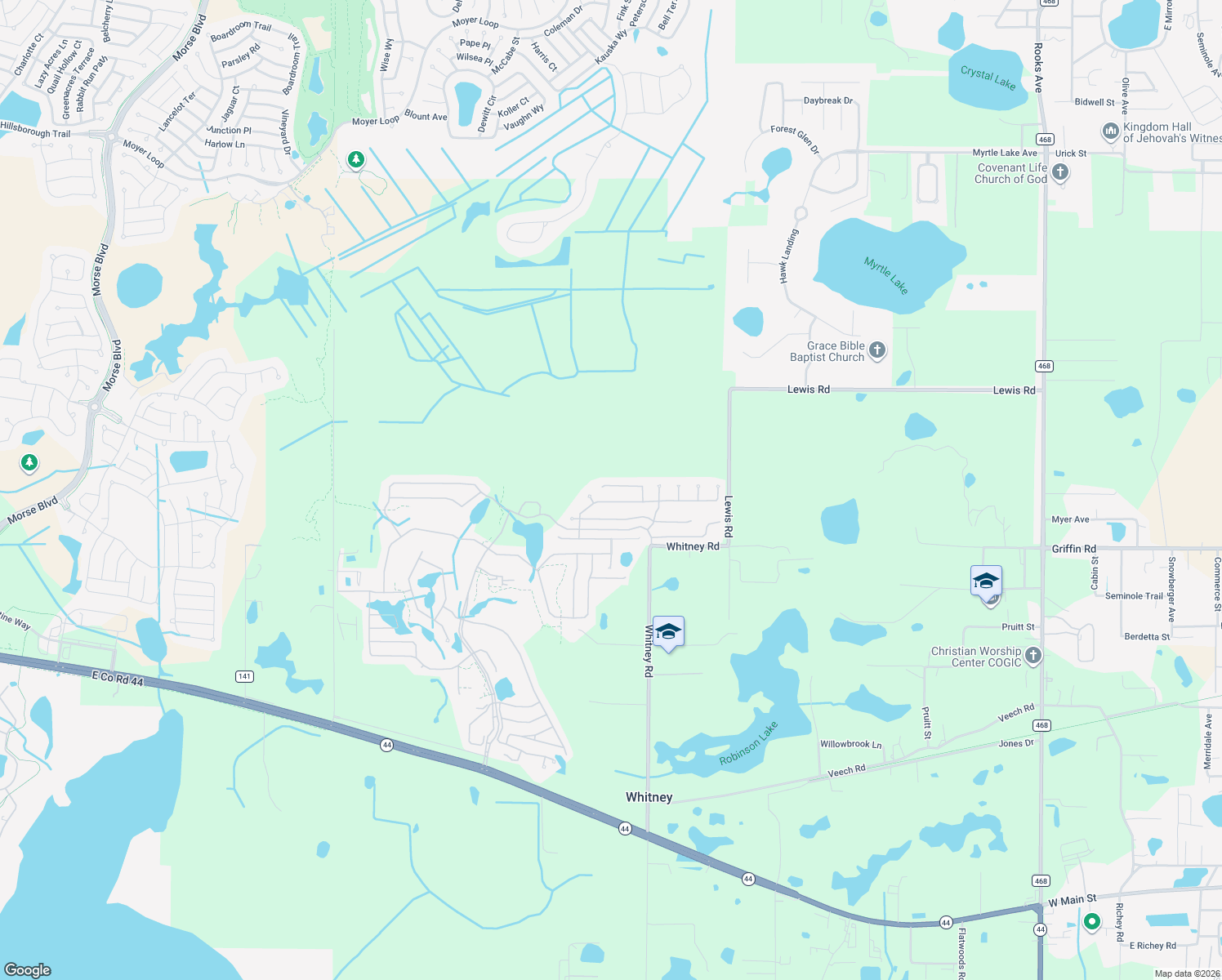 map of restaurants, bars, coffee shops, grocery stores, and more near 33243 Grand Cypress Way in Leesburg