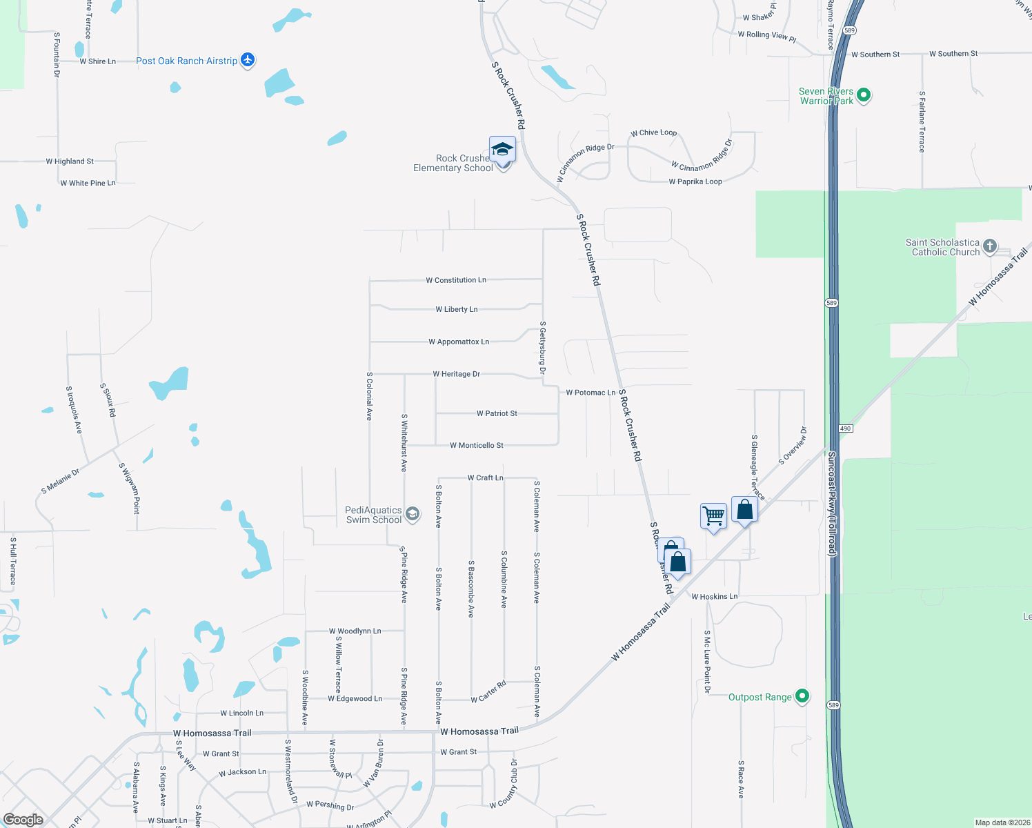 map of restaurants, bars, coffee shops, grocery stores, and more near 6144 West Patriot Street in Homosassa