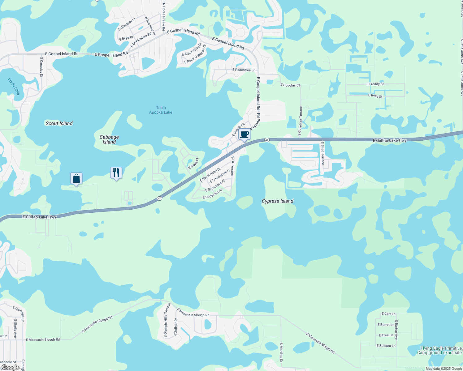 map of restaurants, bars, coffee shops, grocery stores, and more near 1235 South Fir Terrace in Inverness