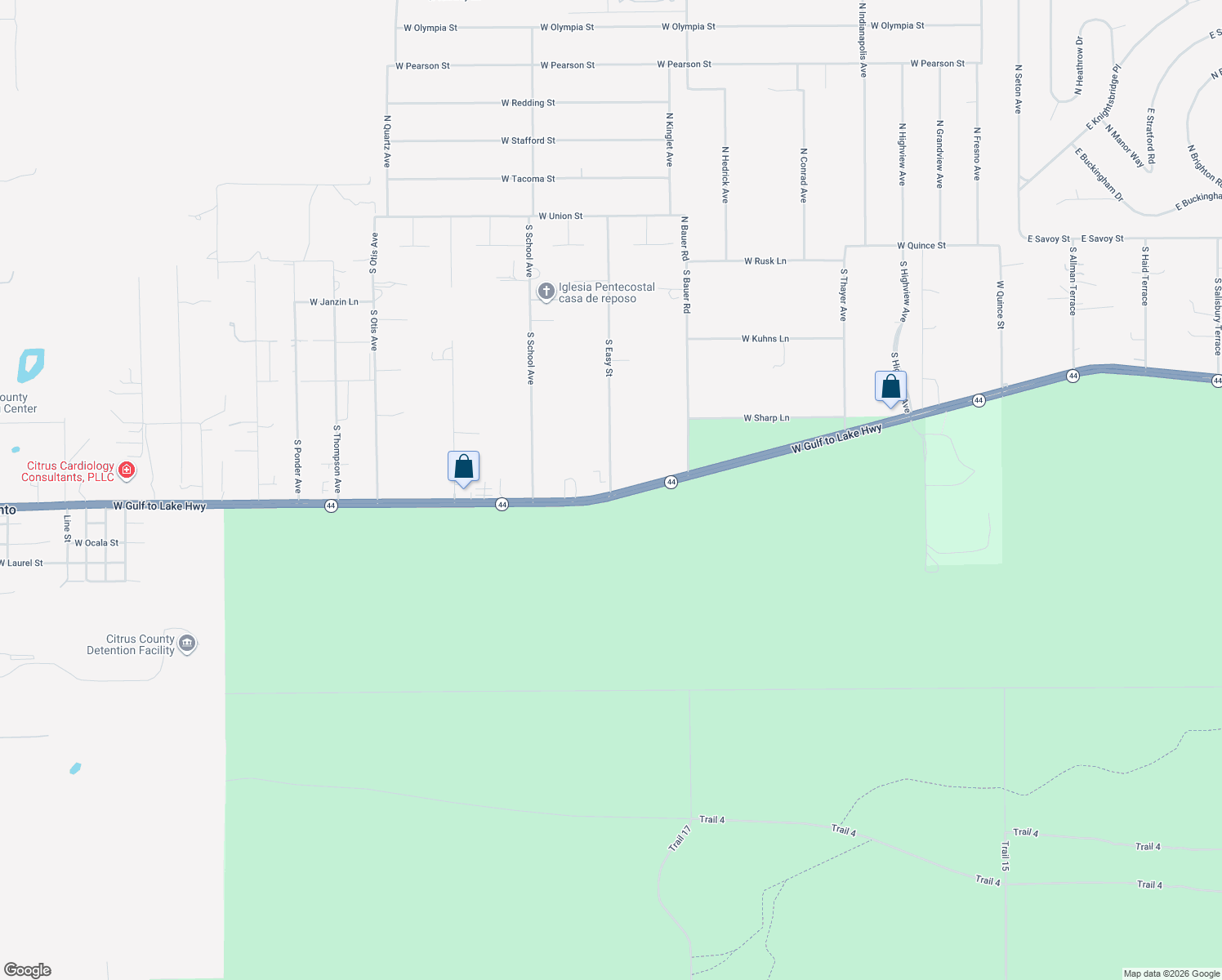 map of restaurants, bars, coffee shops, grocery stores, and more near 7 South Easy Street in Lecanto