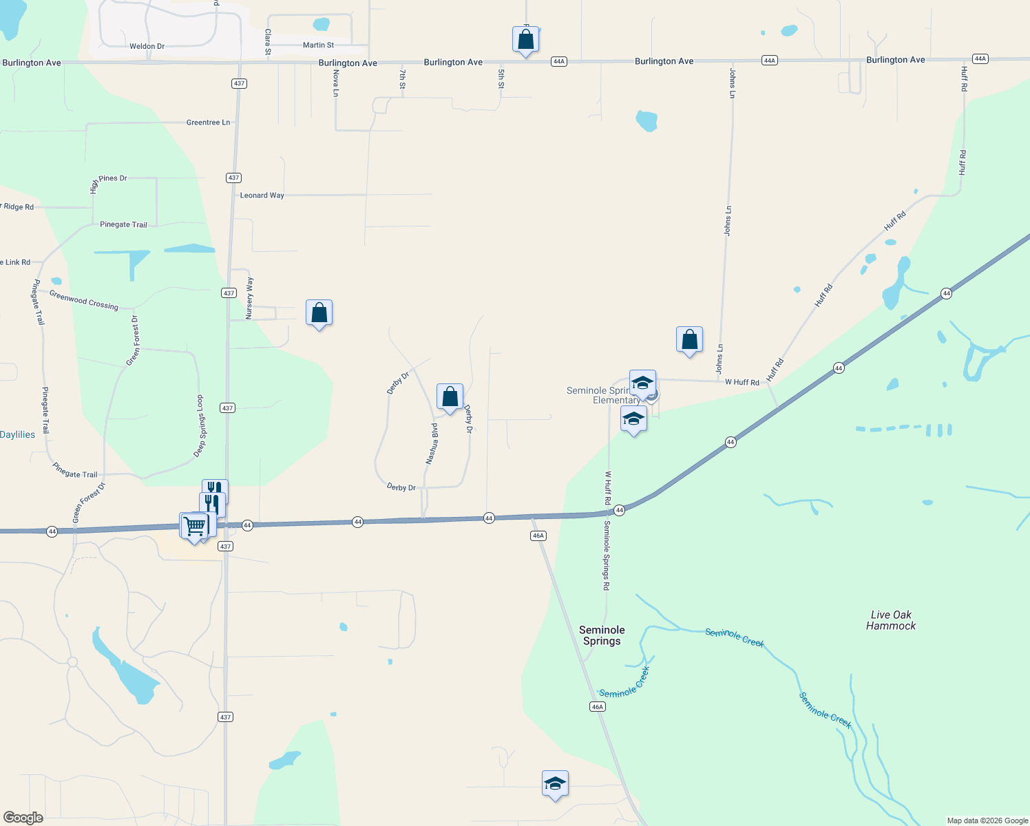 map of restaurants, bars, coffee shops, grocery stores, and more near 34920 Springfield Road in Sorrento