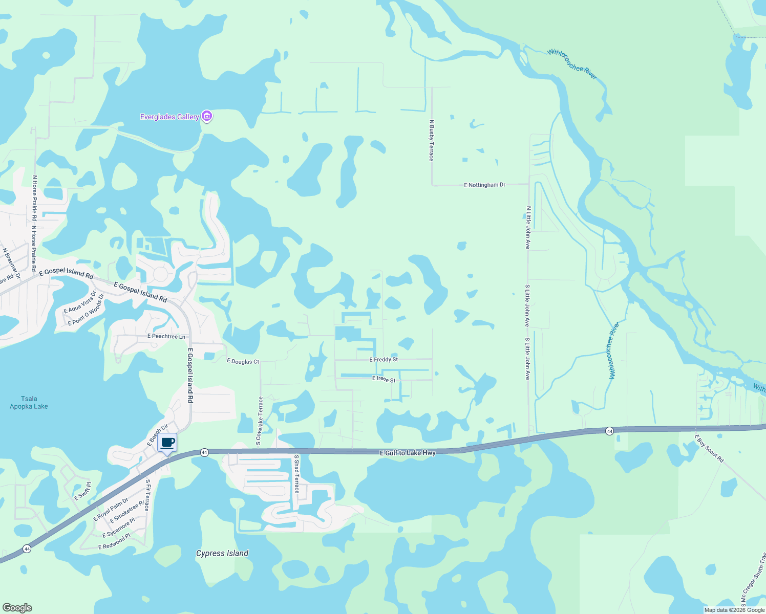map of restaurants, bars, coffee shops, grocery stores, and more near 234 South Ricky Terrace in Inverness