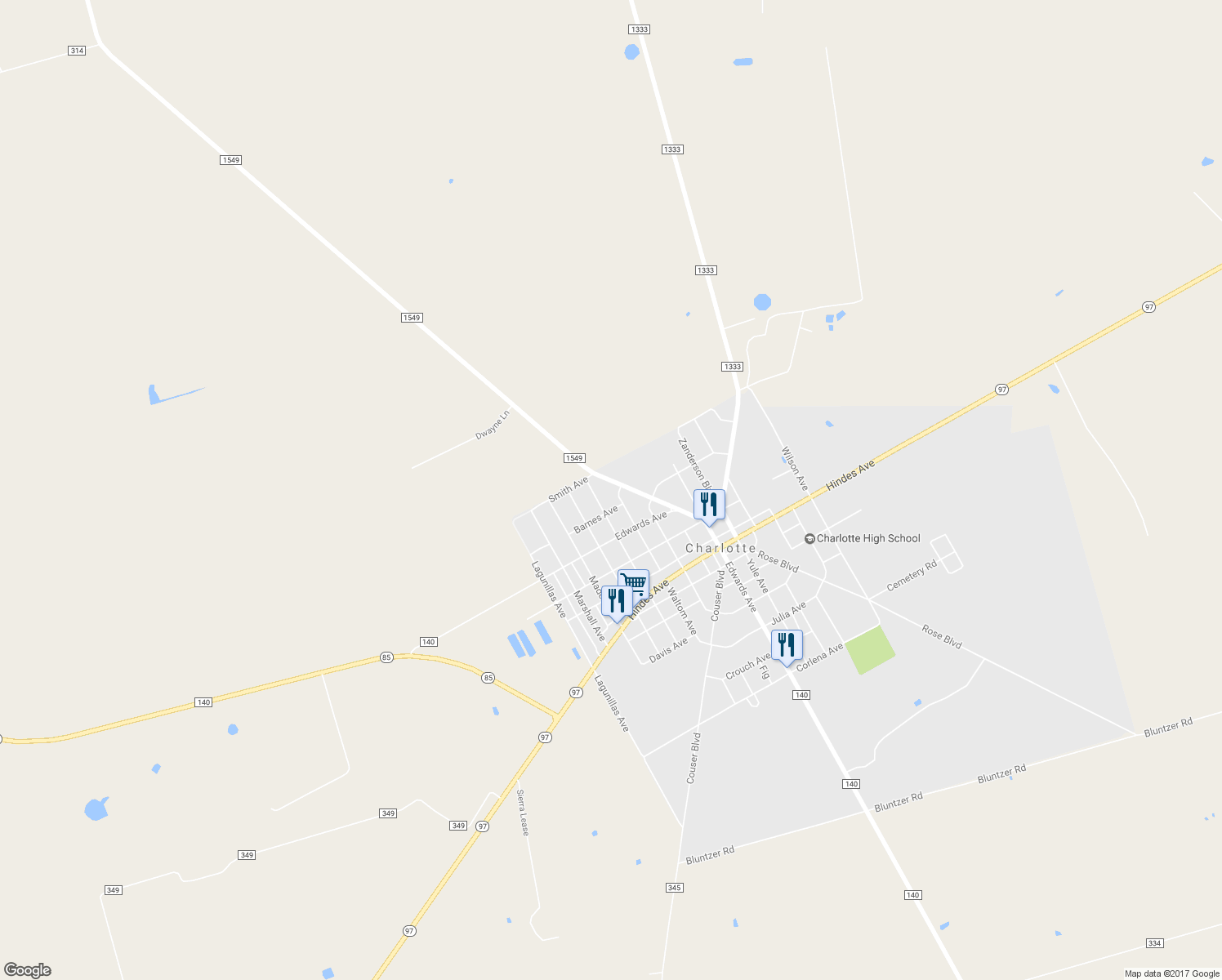 map of restaurants, bars, coffee shops, grocery stores, and more near 201 Campbell Boulevard in Charlotte