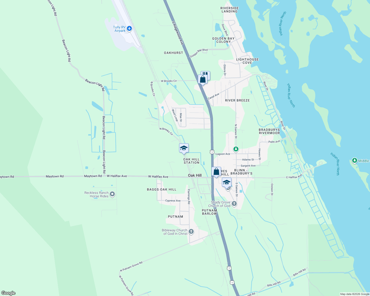 map of restaurants, bars, coffee shops, grocery stores, and more near 186 Maple Street in Oak Hill