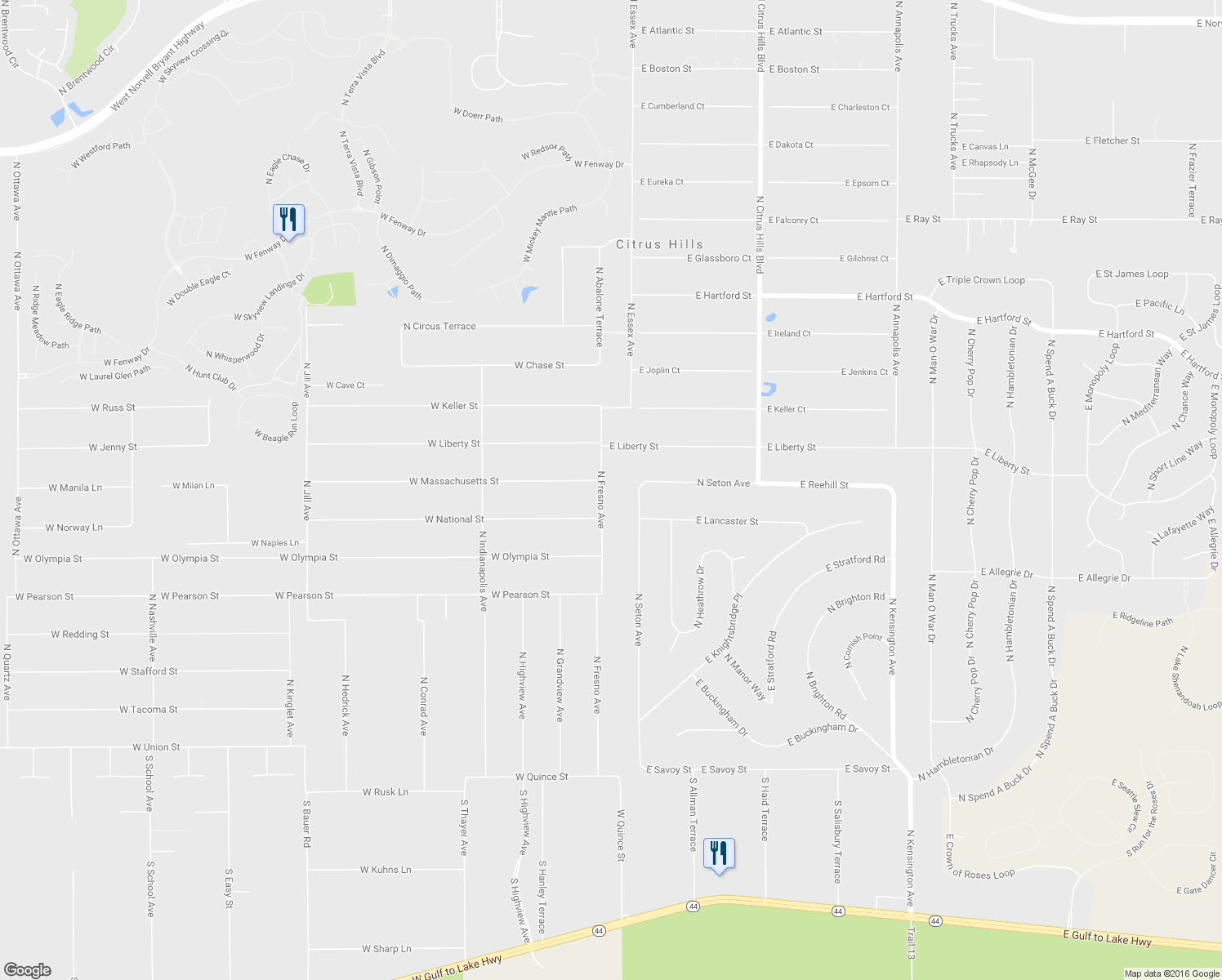 map of restaurants, bars, coffee shops, grocery stores, and more near 871 North Fresno Avenue in Hernando