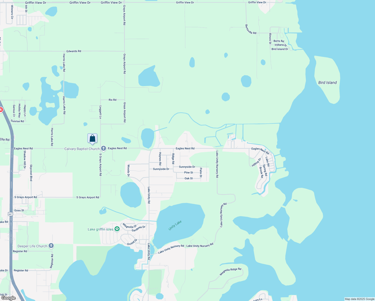 map of restaurants, bars, coffee shops, grocery stores, and more near 4624 Eagles Nest Road in Fruitland Park