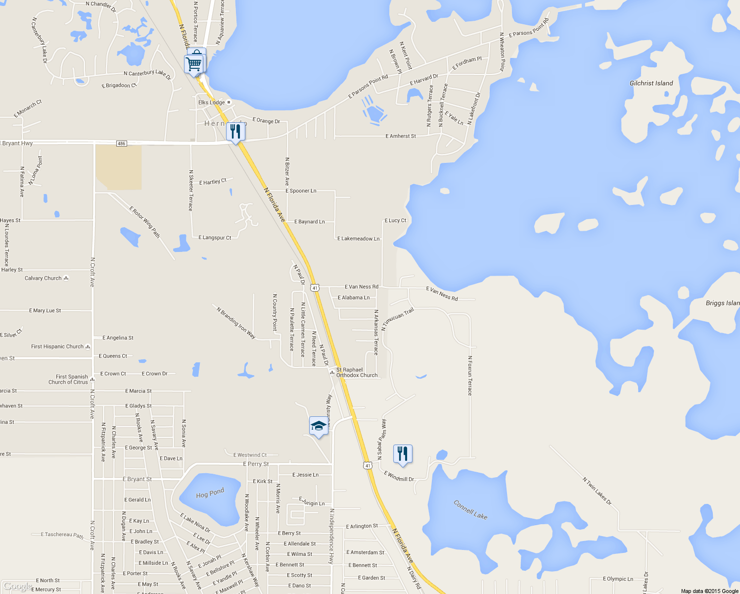 map of restaurants, bars, coffee shops, grocery stores, and more near 4339 East Alabama Lane in Hernando