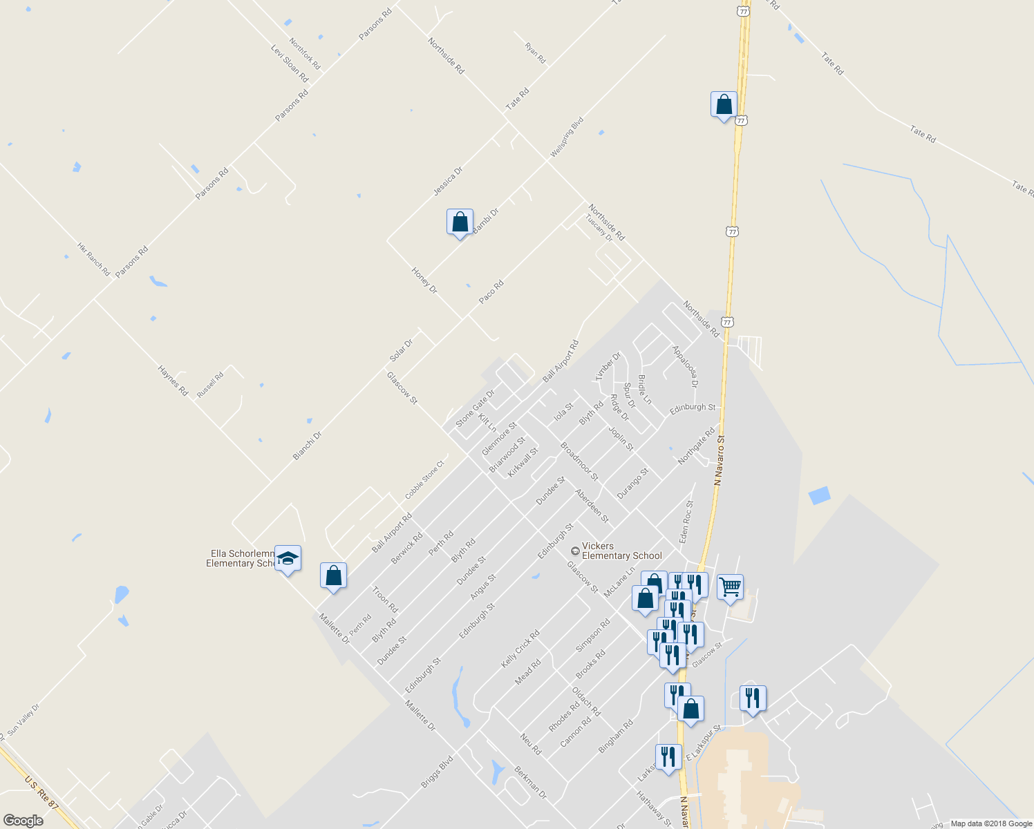 map of restaurants, bars, coffee shops, grocery stores, and more near 403 Glenmore Street in Victoria