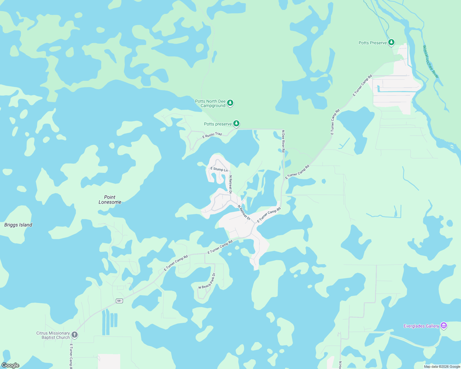 map of restaurants, bars, coffee shops, grocery stores, and more near 1980 North Retreat Drive in Inverness