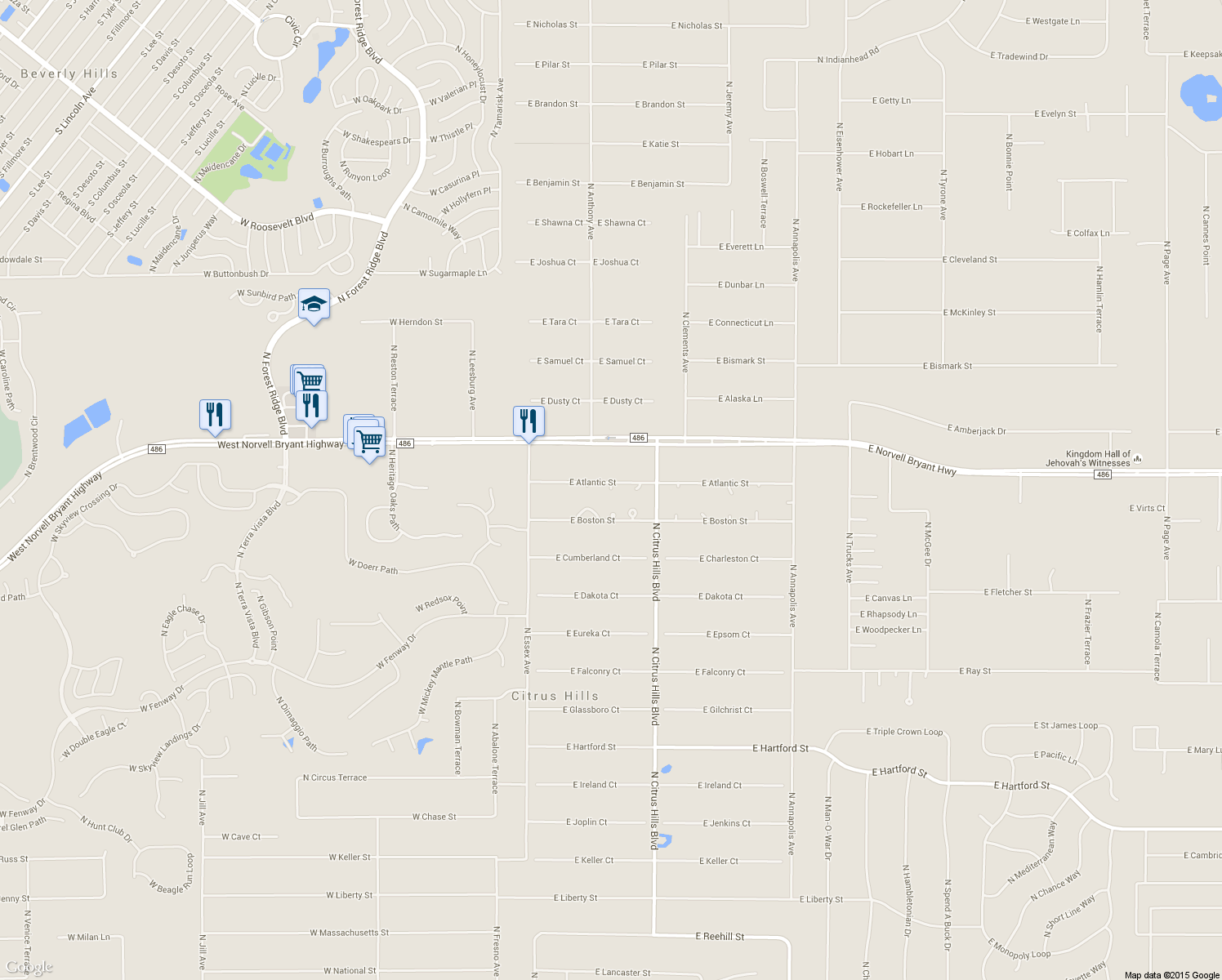 map of restaurants, bars, coffee shops, grocery stores, and more near 2334 Alachua Point in Hernando