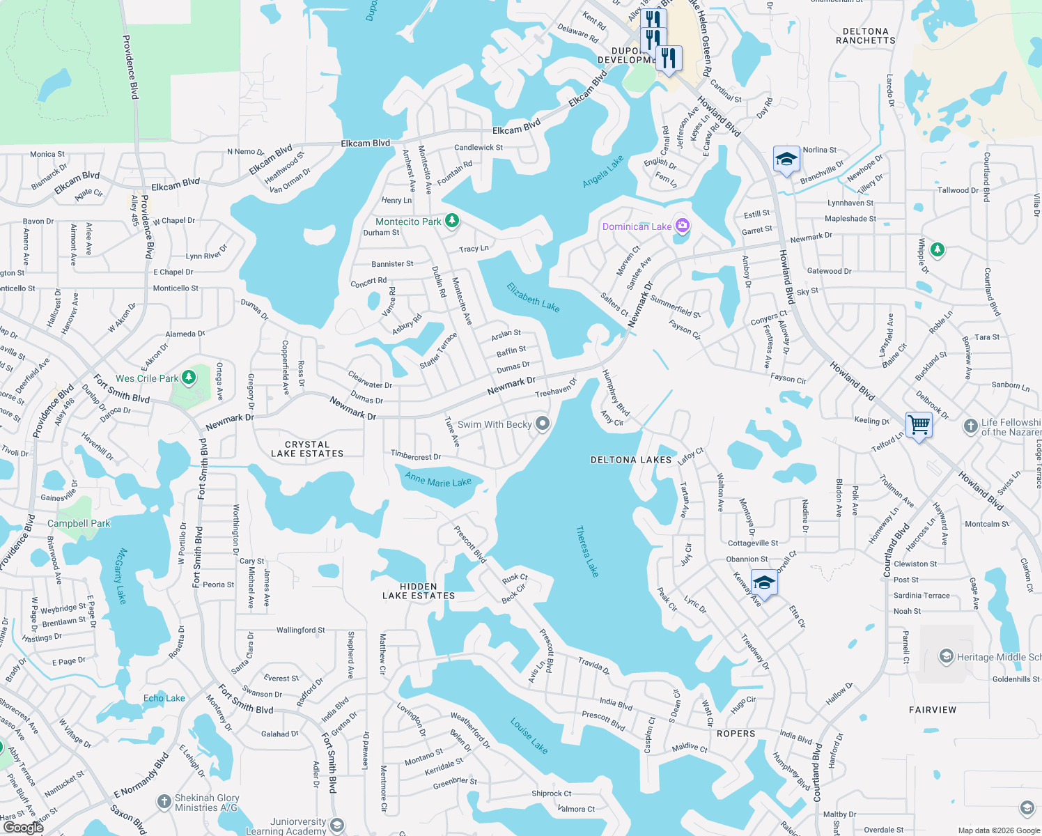 map of restaurants, bars, coffee shops, grocery stores, and more near 1480 Royal Terrace in Deltona