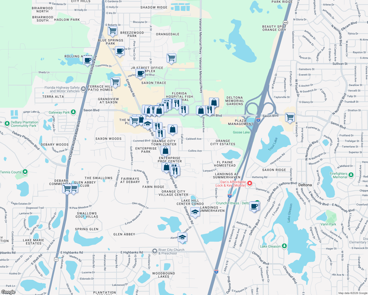 map of restaurants, bars, coffee shops, grocery stores, and more near 2745 Call Avenue in Orange City