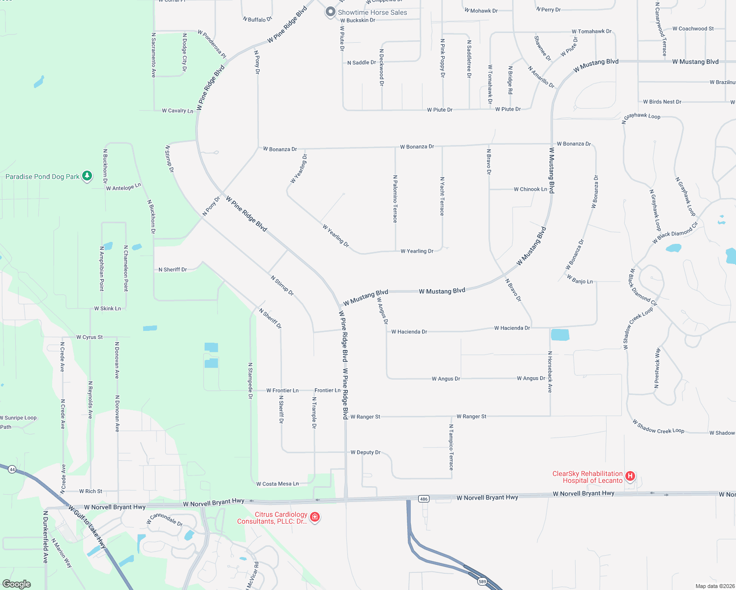 map of restaurants, bars, coffee shops, grocery stores, and more near 5325 West Mustang Boulevard in Beverly Hills