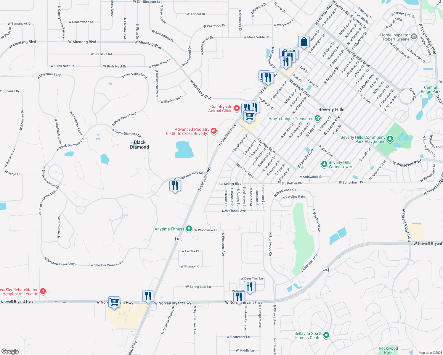 map of restaurants, bars, coffee shops, grocery stores, and more near 4 Arizona Street in Beverly Hills