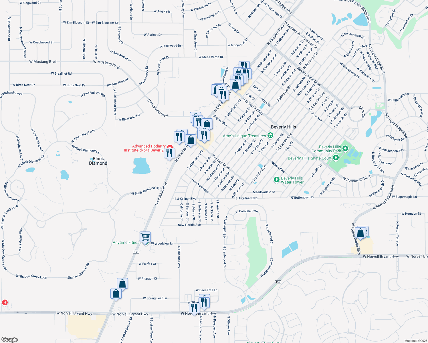 map of restaurants, bars, coffee shops, grocery stores, and more near 313 South Jefferson Street in Beverly Hills