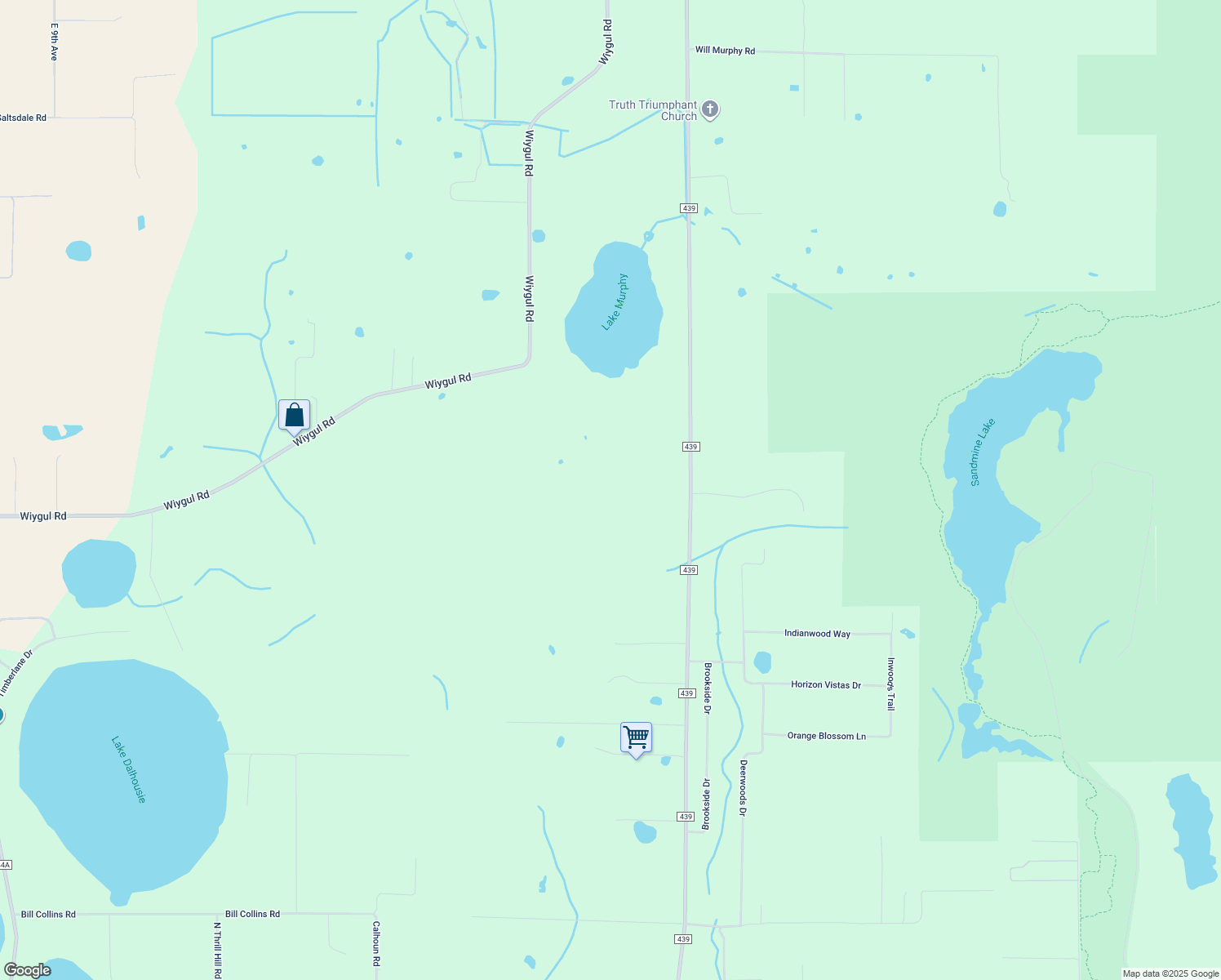 map of restaurants, bars, coffee shops, grocery stores, and more near 38845 County Road 439 in Eustis
