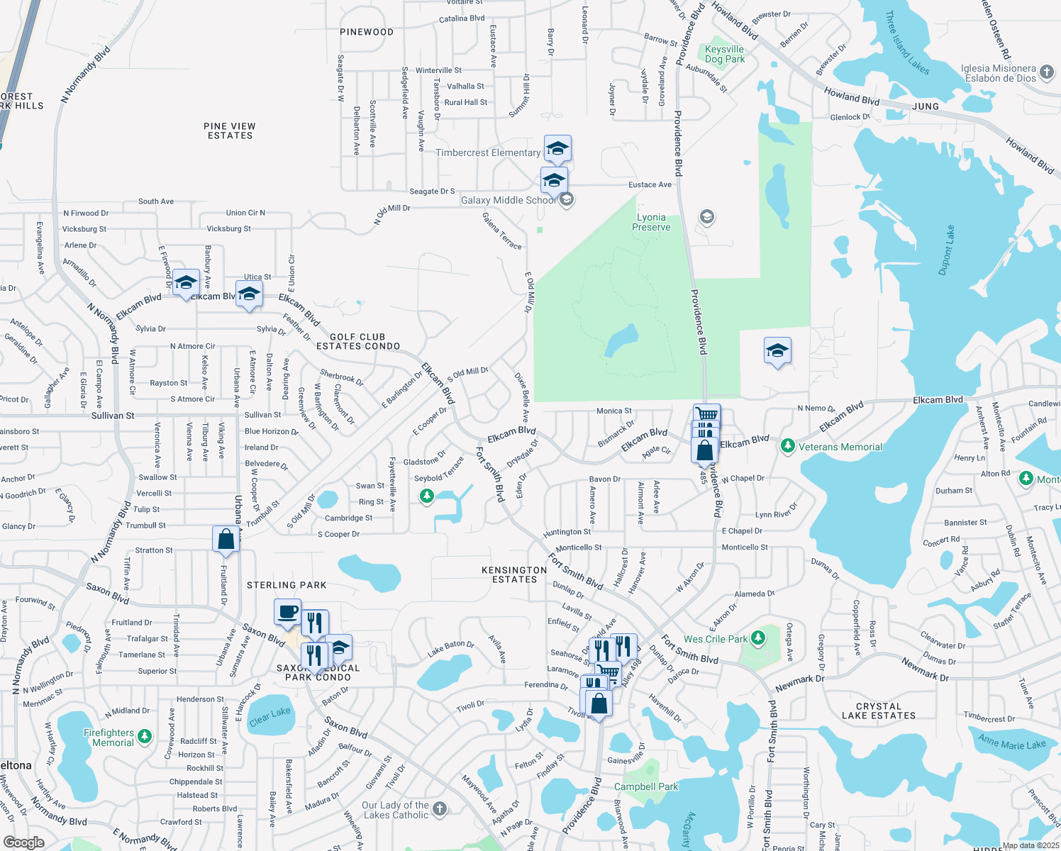 map of restaurants, bars, coffee shops, grocery stores, and more near 2001 Dixie Belle Avenue in Deltona