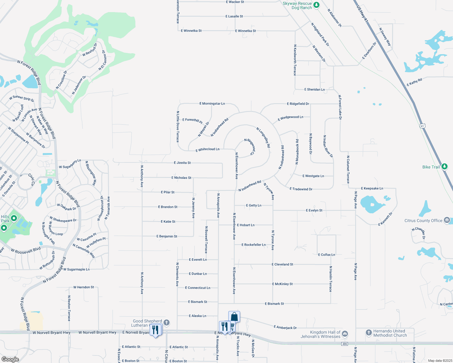 map of restaurants, bars, coffee shops, grocery stores, and more near 938 East Nicholas Street in Hernando
