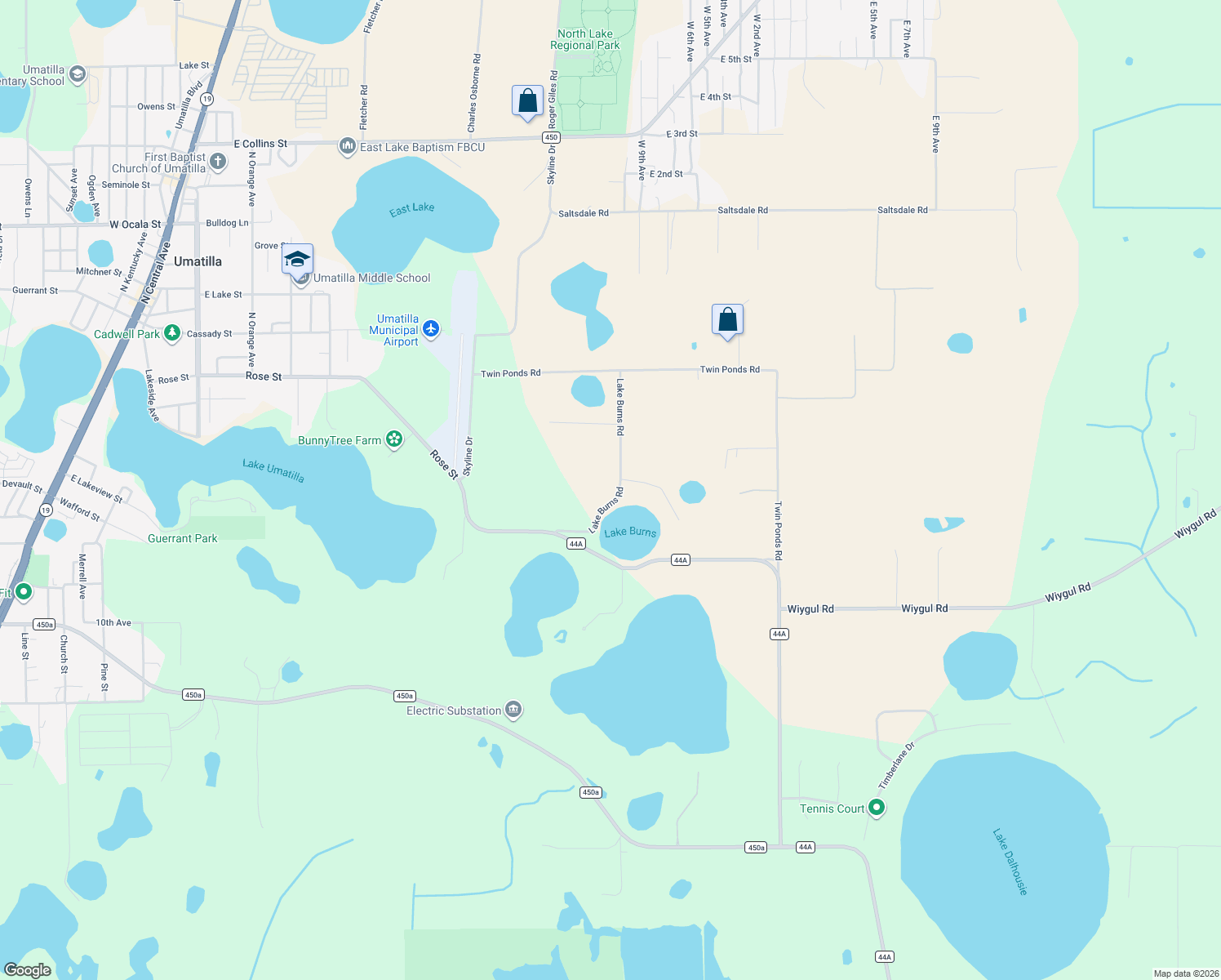 map of restaurants, bars, coffee shops, grocery stores, and more near 39113 Lake Burns Road in Umatilla