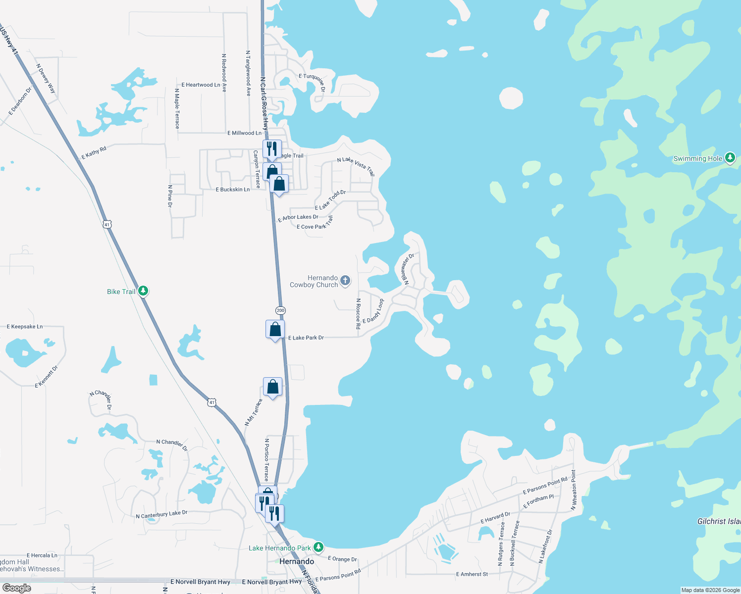 map of restaurants, bars, coffee shops, grocery stores, and more near 3908 North Ranch Pass Terrace in Hernando