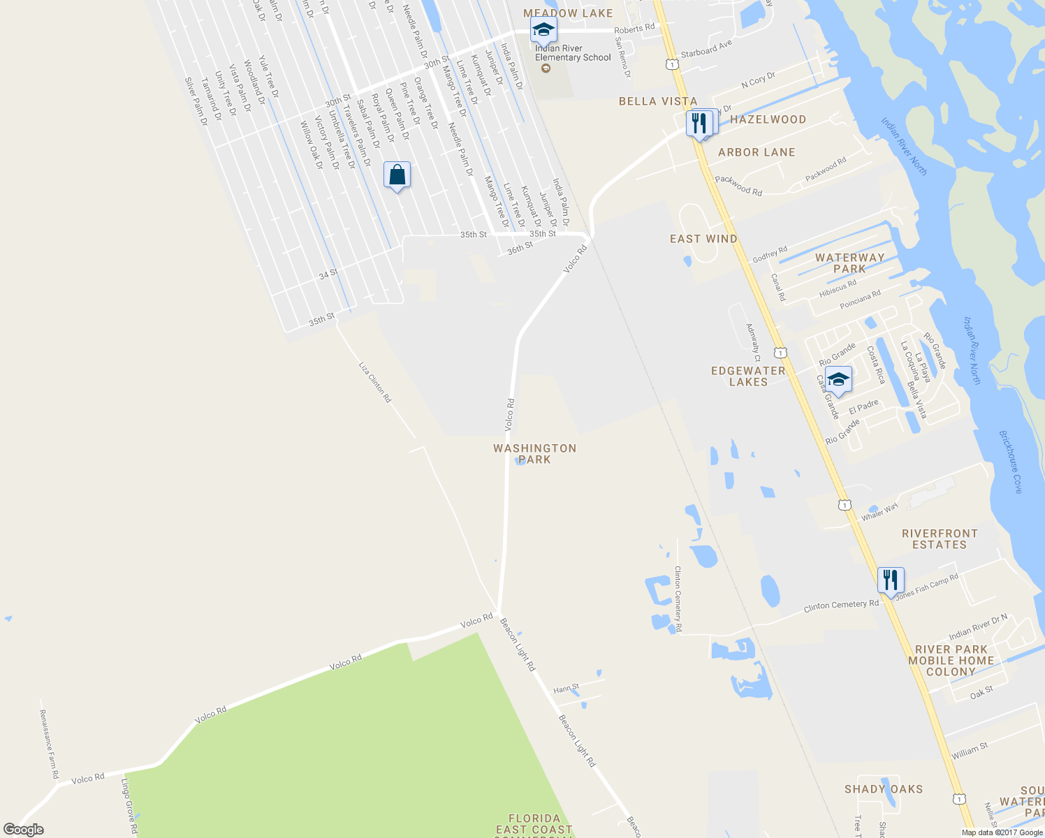 map of restaurants, bars, coffee shops, grocery stores, and more near 785 Volco Road in Edgewater