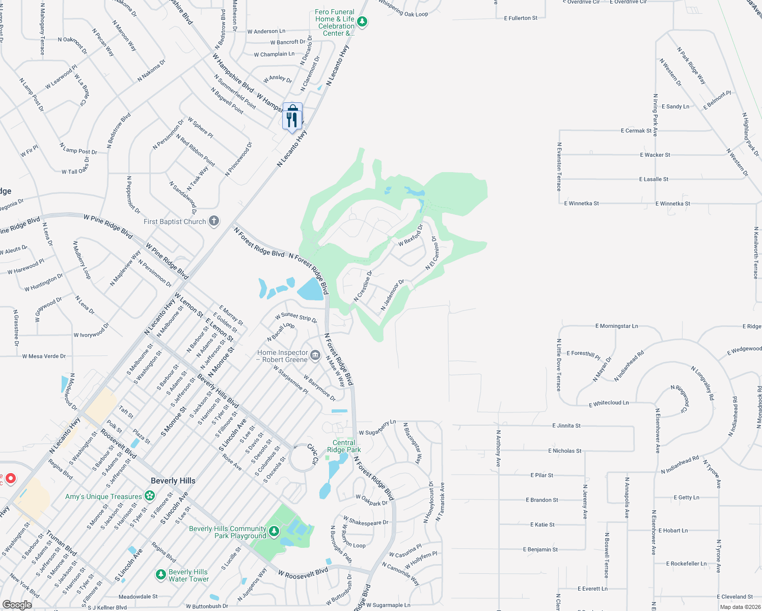 map of restaurants, bars, coffee shops, grocery stores, and more near 4532 North Jademoor Drive in Beverly Hills