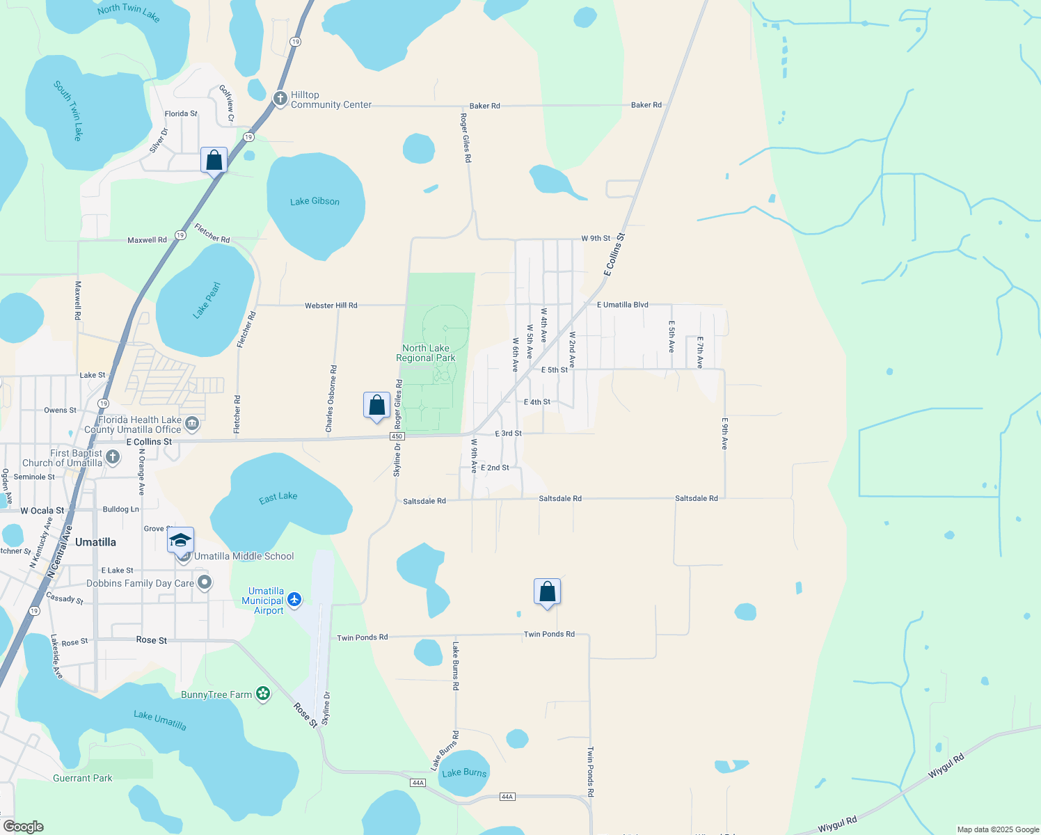 map of restaurants, bars, coffee shops, grocery stores, and more near 40312 West 6th Avenue in Umatilla