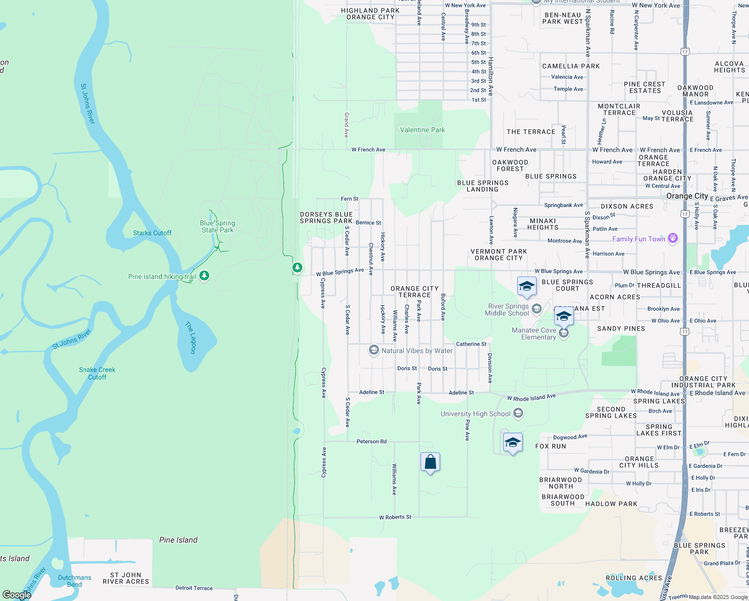 map of restaurants, bars, coffee shops, grocery stores, and more near 523 Chestnut Avenue in Orange City