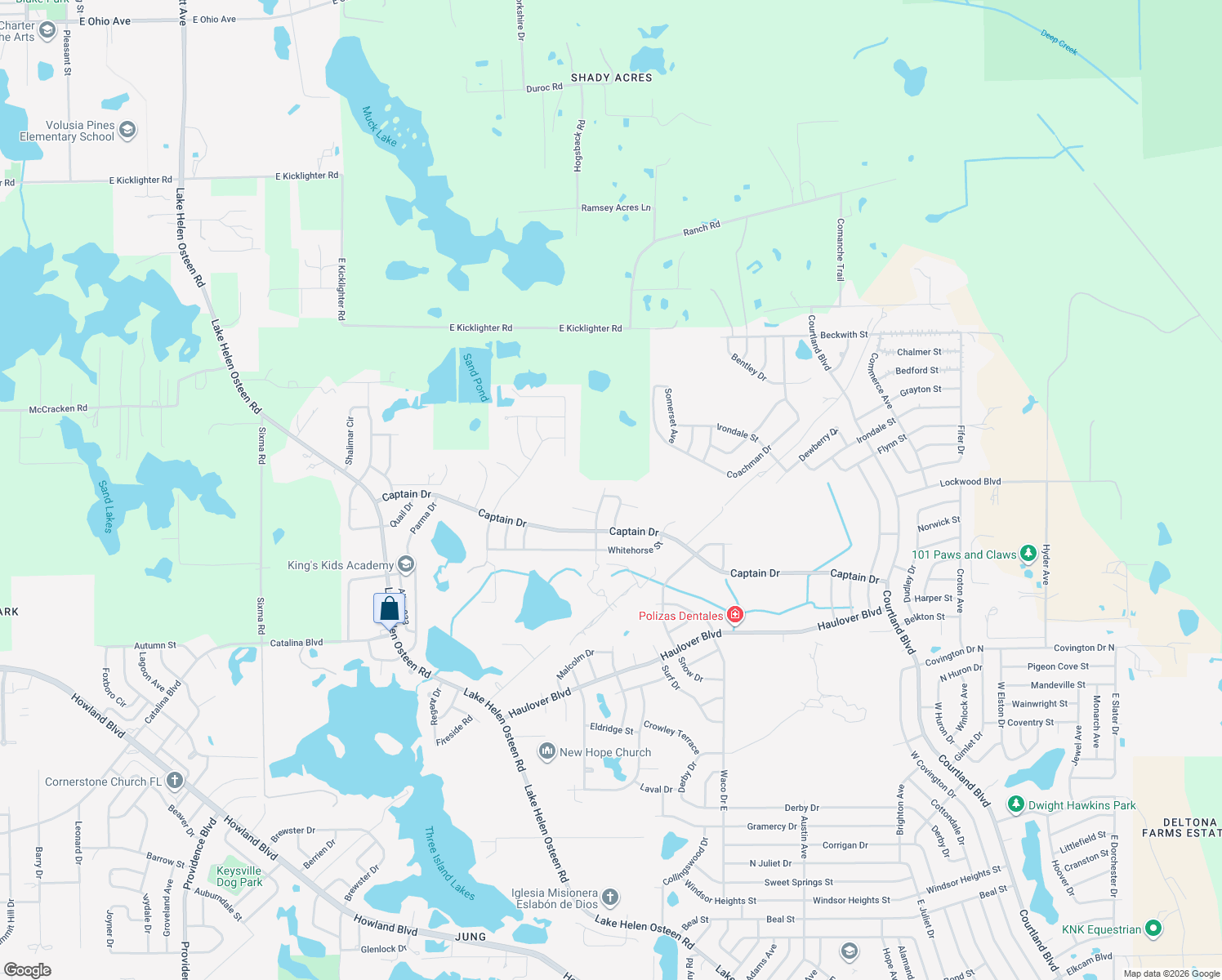 map of restaurants, bars, coffee shops, grocery stores, and more near 3277 Sawyer Circle in Deltona