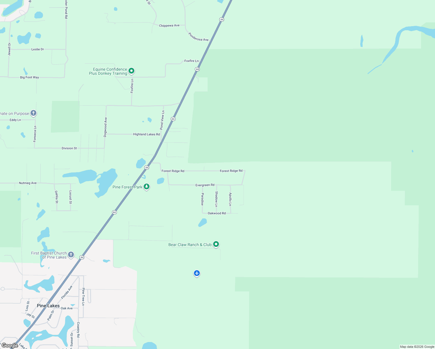 map of restaurants, bars, coffee shops, grocery stores, and more near 33150 Forest Ridge Road in DeLand