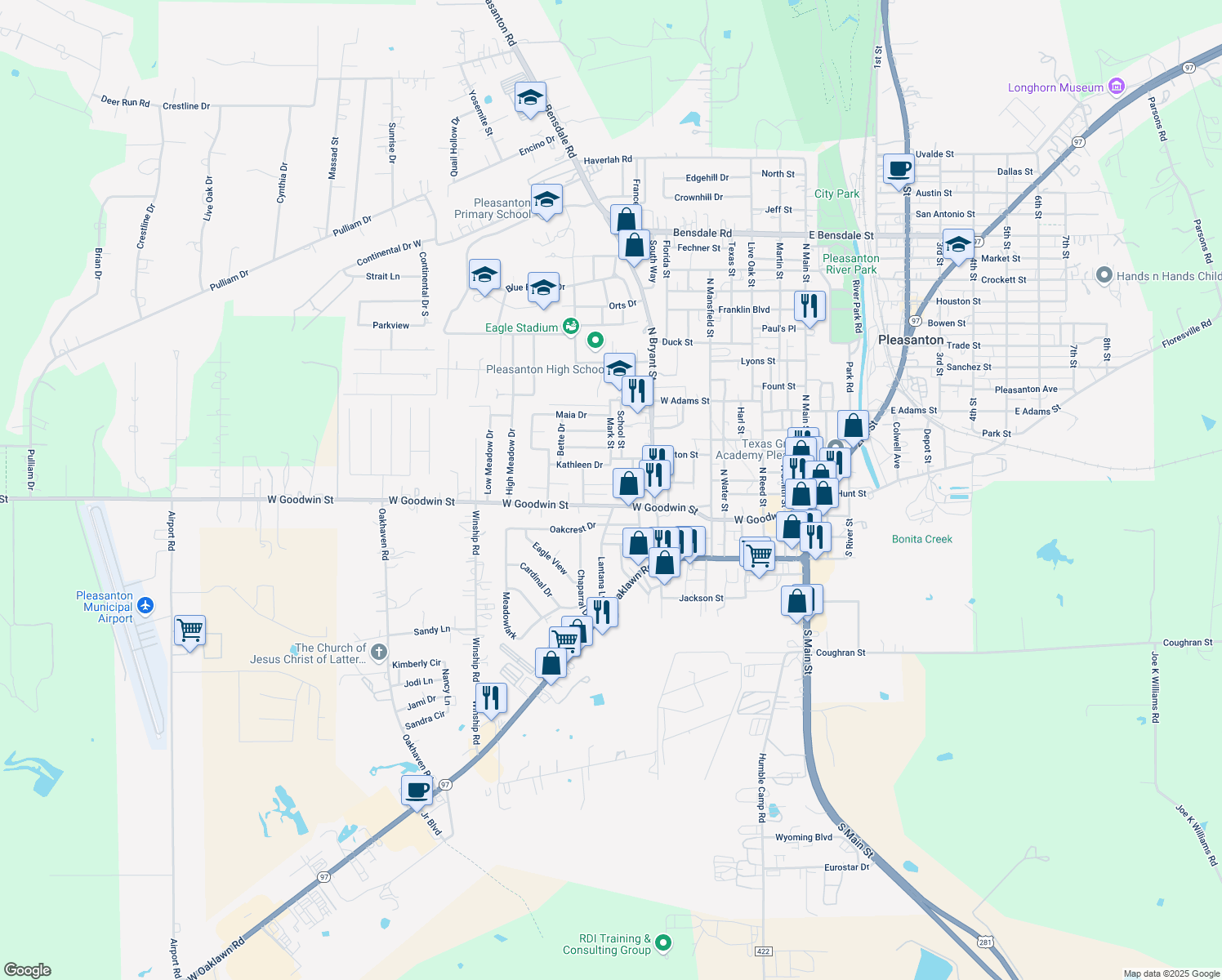 map of restaurants, bars, coffee shops, grocery stores, and more near 913 Anna Drive in Pleasanton