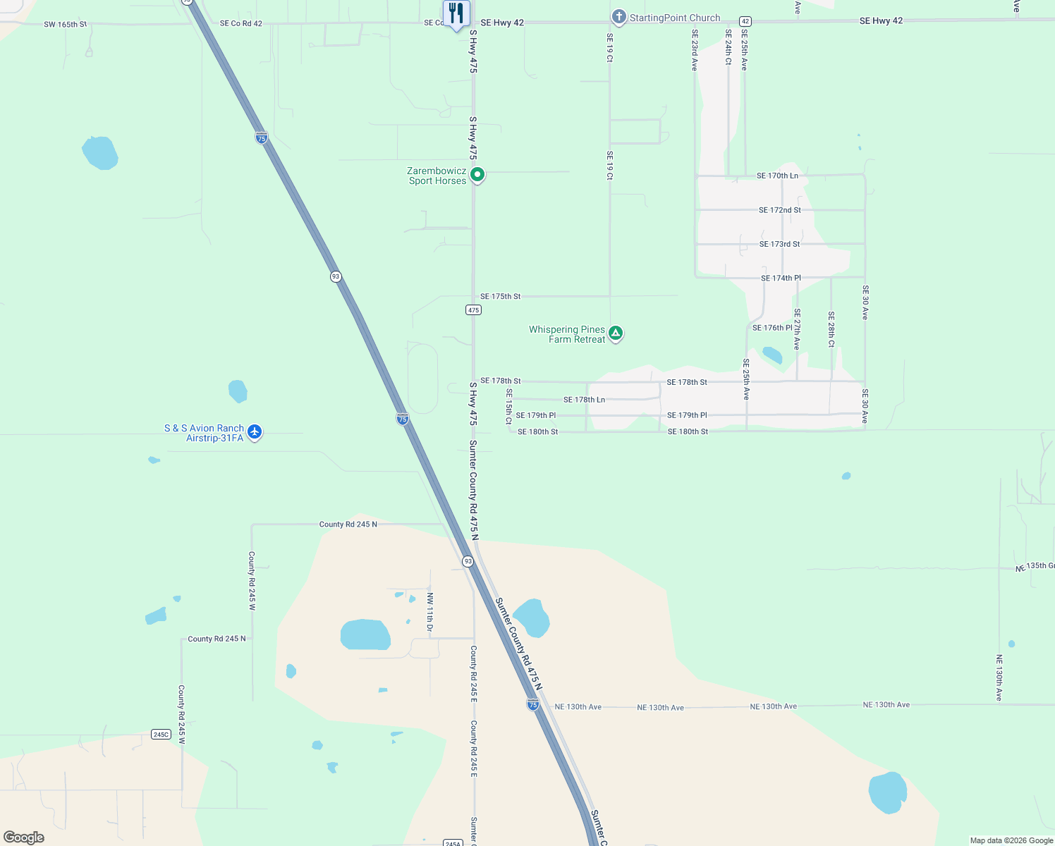 map of restaurants, bars, coffee shops, grocery stores, and more near 1611 Southeast 180th Street in Summerfield
