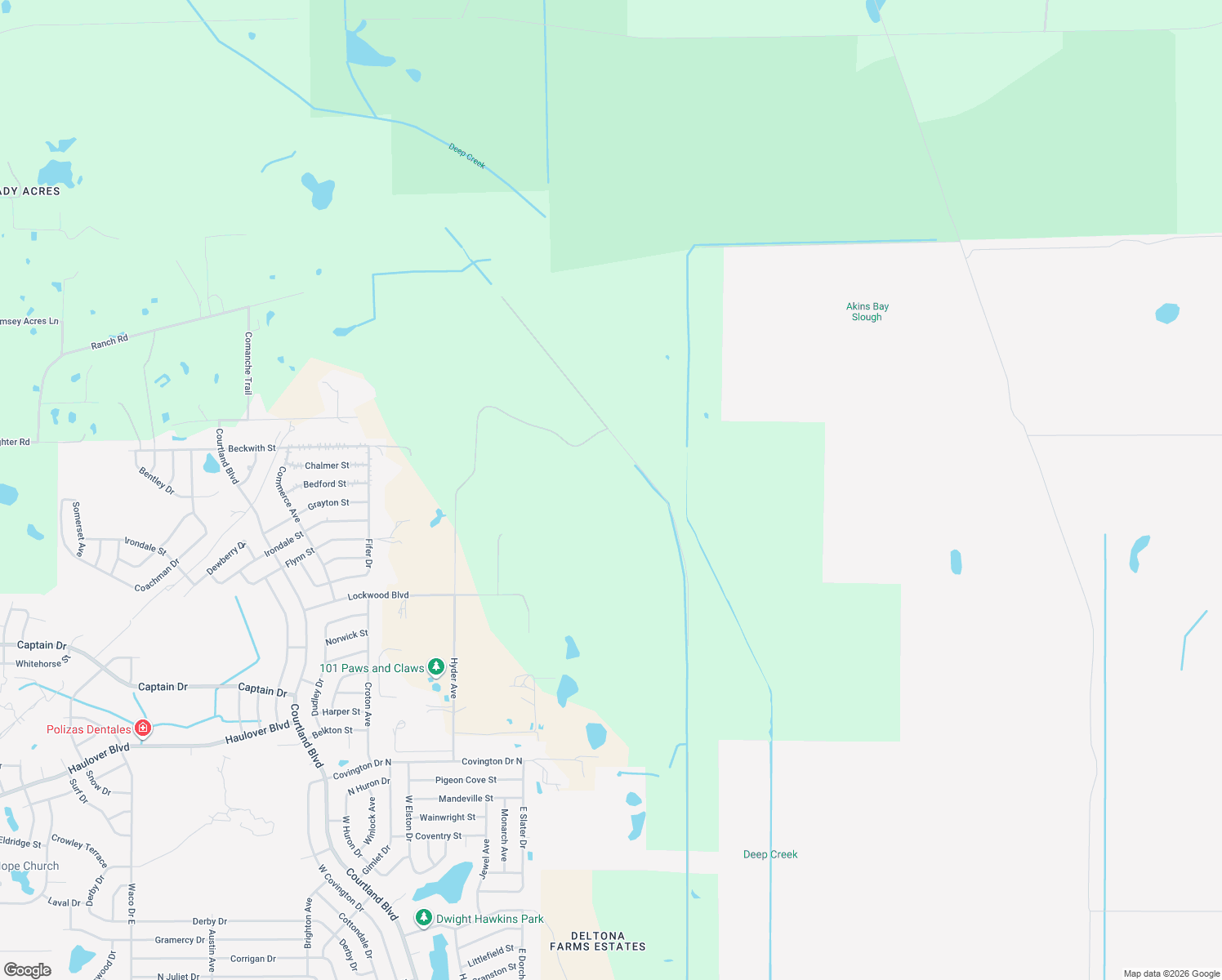 map of restaurants, bars, coffee shops, grocery stores, and more near 2370 Old Train Road in Deltona