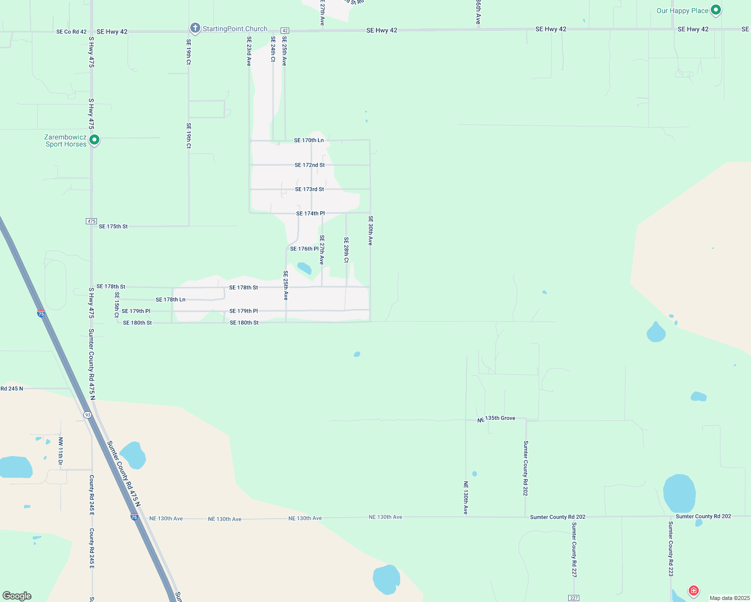 map of restaurants, bars, coffee shops, grocery stores, and more near 17889 Southeast 30th Avenue in Summerfield