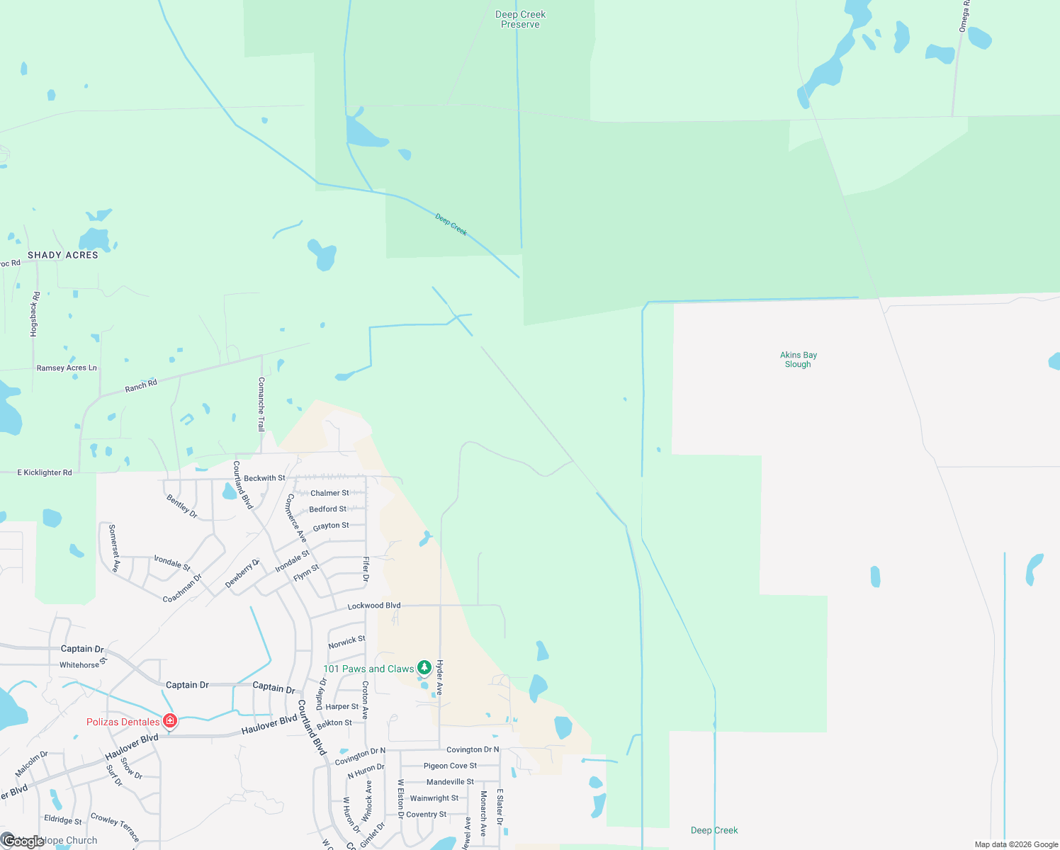map of restaurants, bars, coffee shops, grocery stores, and more near 2420 Old Train Road in Deltona