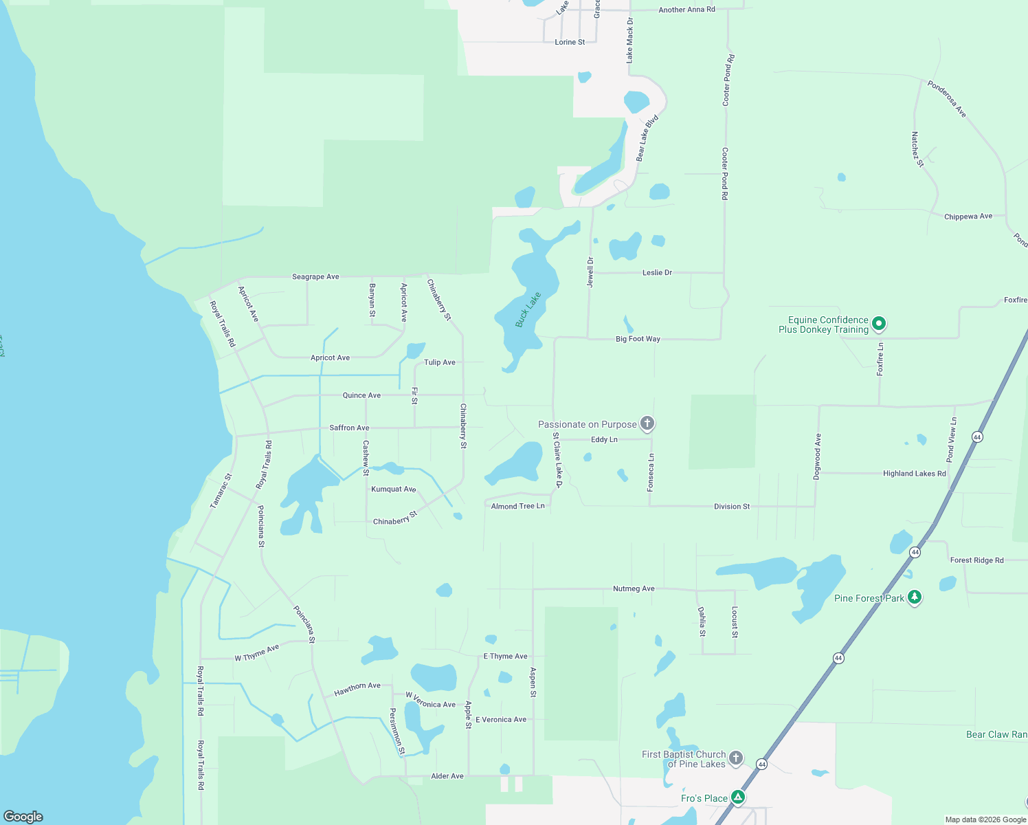 map of restaurants, bars, coffee shops, grocery stores, and more near 42446 West Lake Road in DeLand