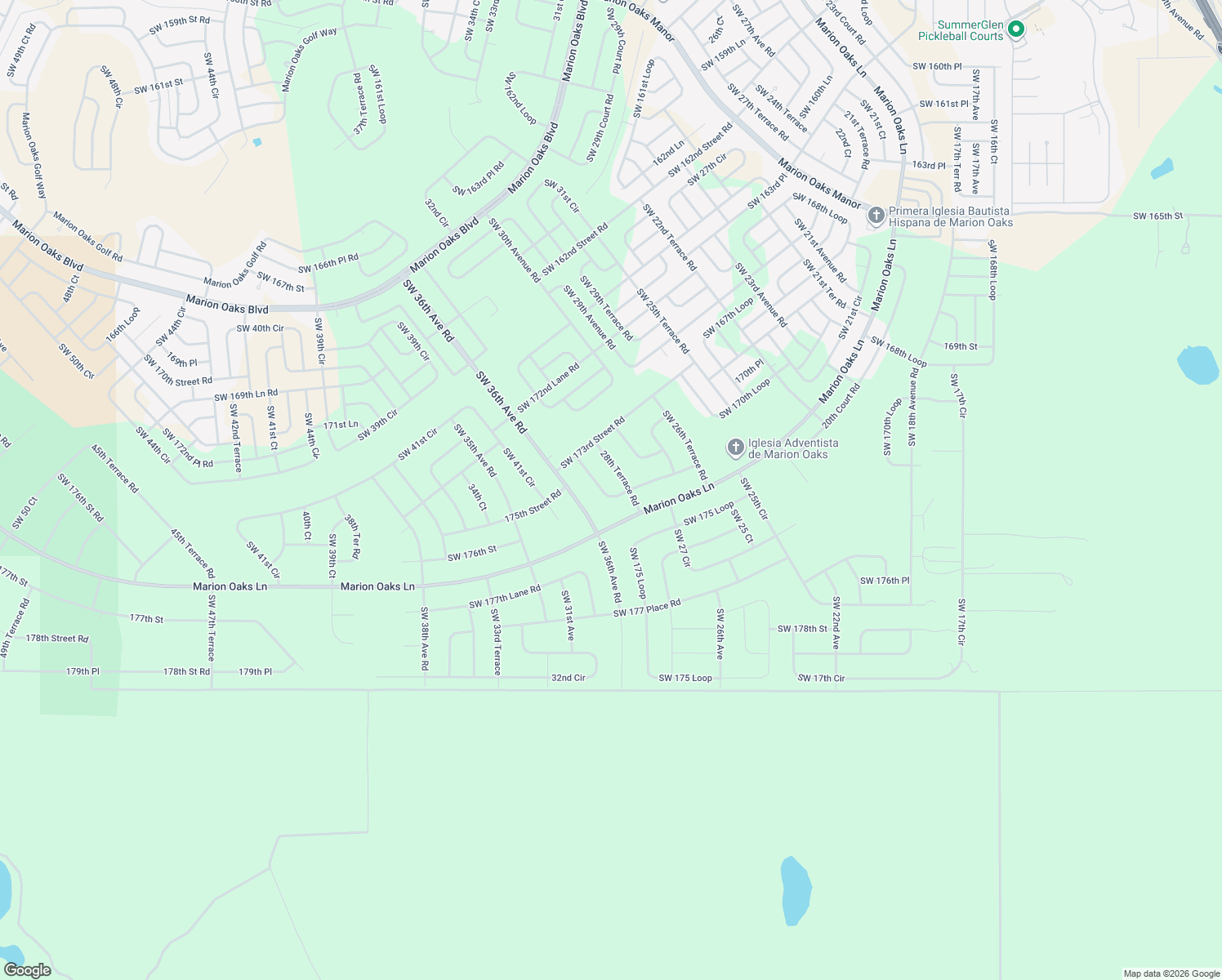 map of restaurants, bars, coffee shops, grocery stores, and more near 2925 Southwest 173rd Place Road in Ocala