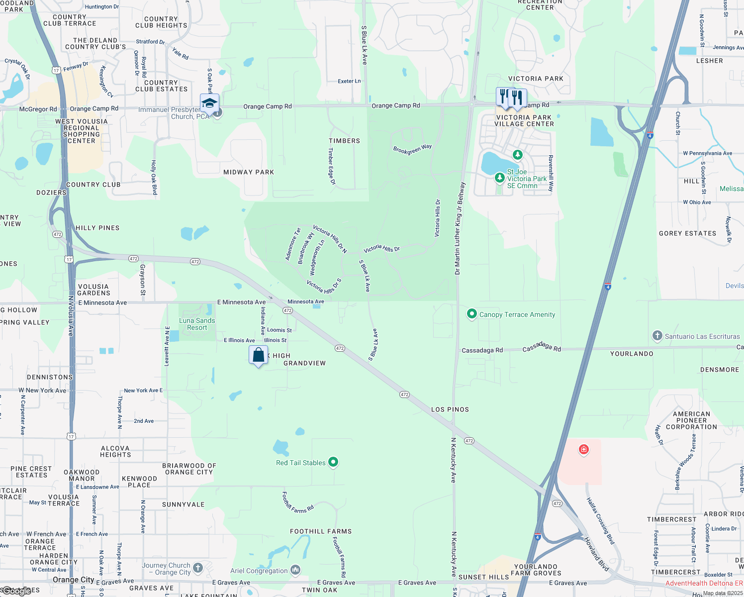 map of restaurants, bars, coffee shops, grocery stores, and more near 237 Asterbrooke Dr in DeLand