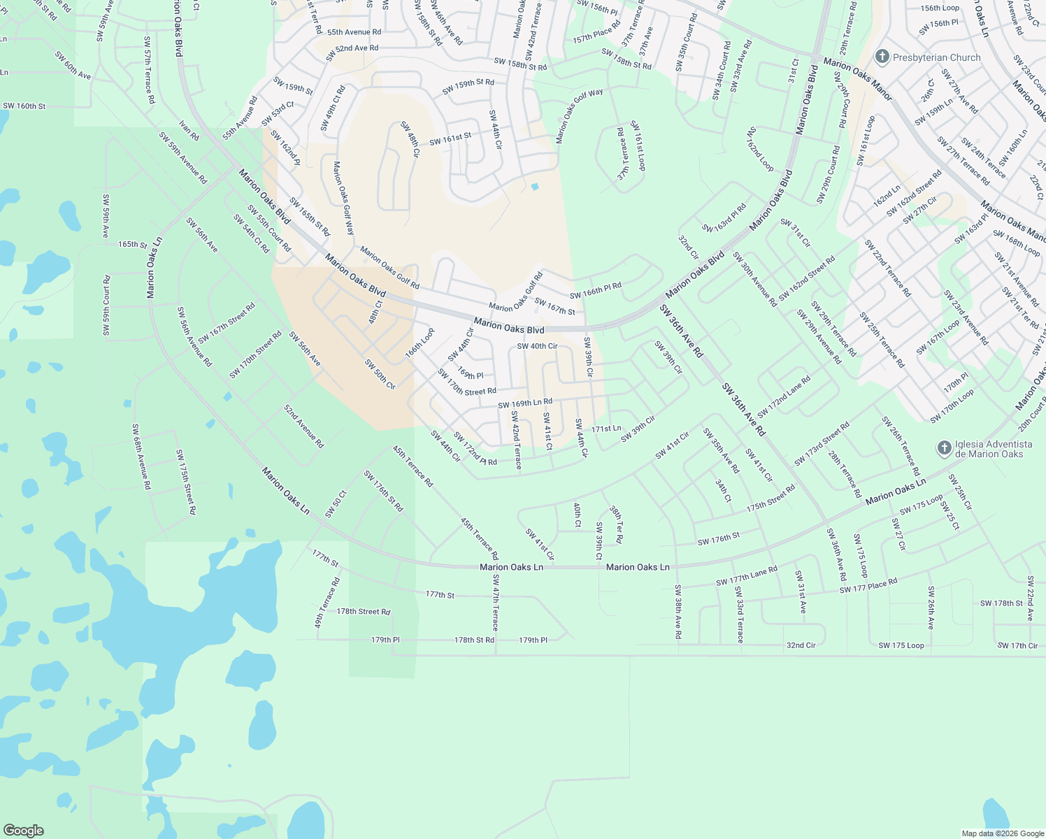 map of restaurants, bars, coffee shops, grocery stores, and more near Southwest 42nd Court in Ocala