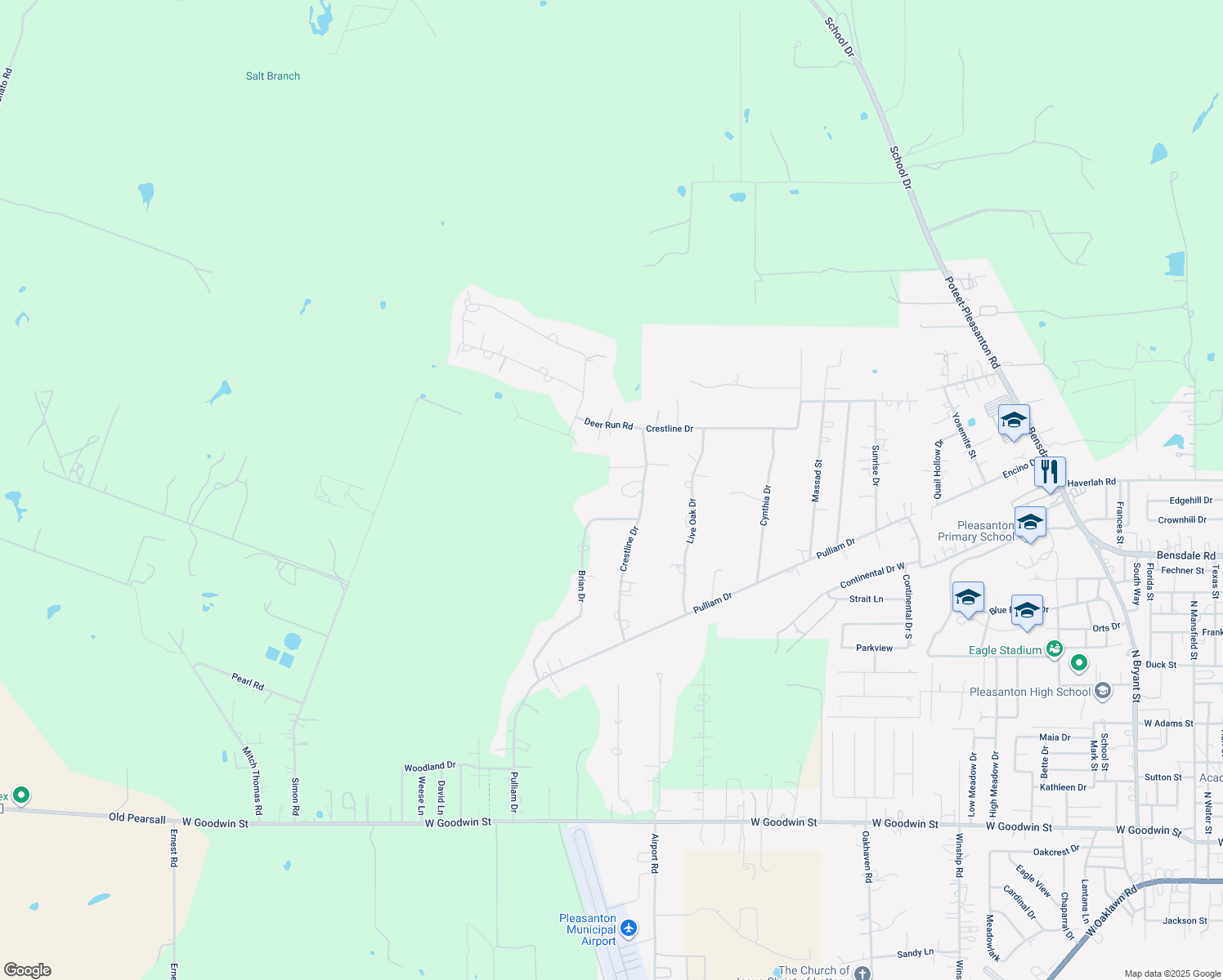 map of restaurants, bars, coffee shops, grocery stores, and more near 99 Crestline Dr in Pleasanton