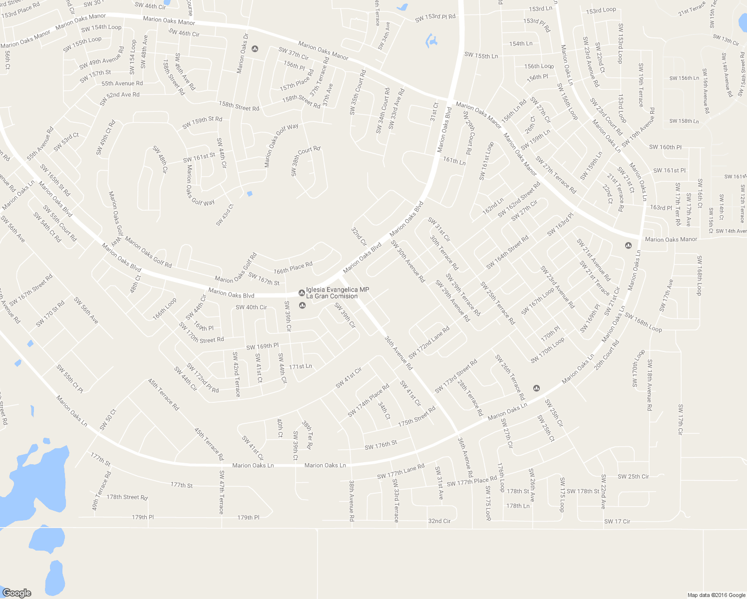 map of restaurants, bars, coffee shops, grocery stores, and more near 168th Street in Ocala