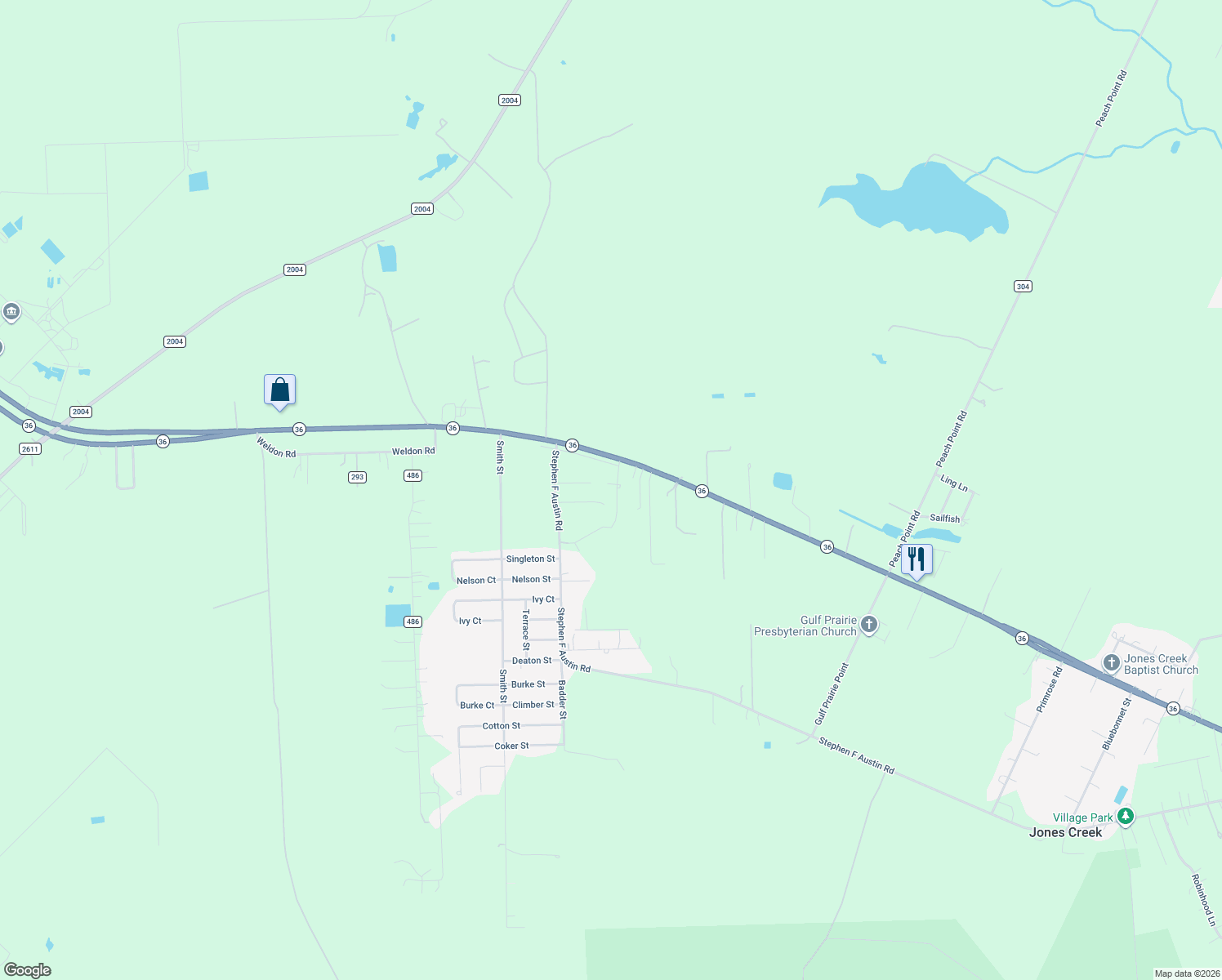 map of restaurants, bars, coffee shops, grocery stores, and more near 1231 County Road 201a in Angleton