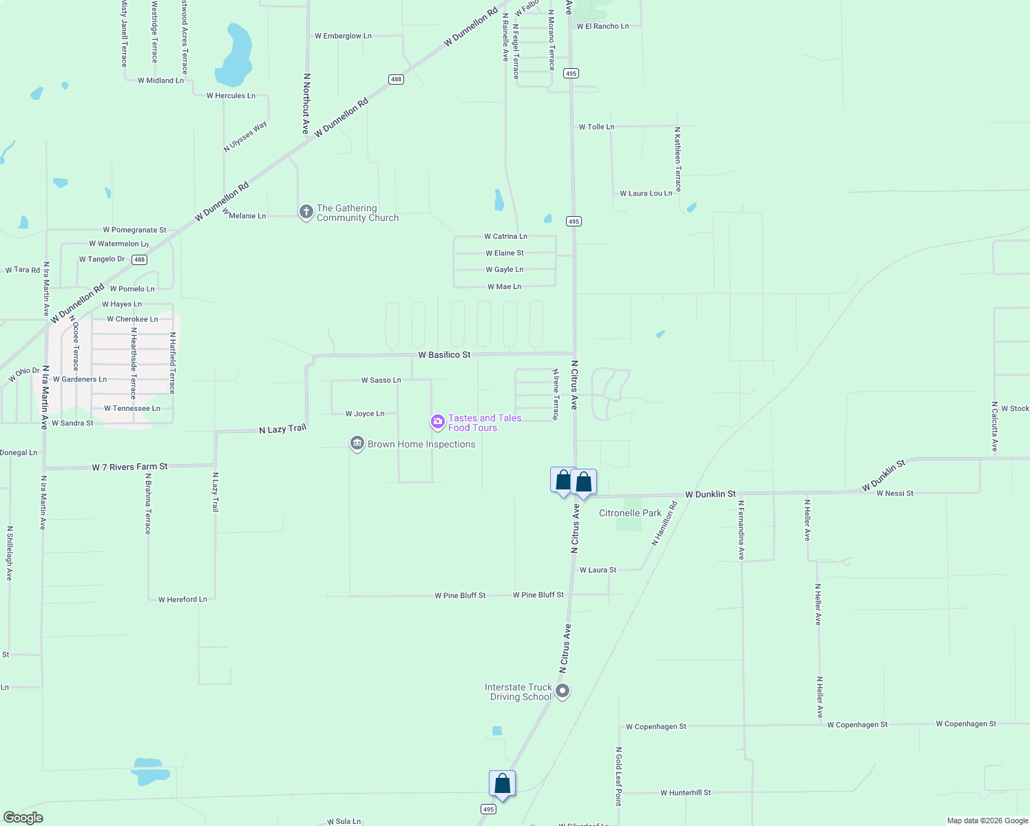 map of restaurants, bars, coffee shops, grocery stores, and more near 8312 North Troccoli Terrace in Crystal River