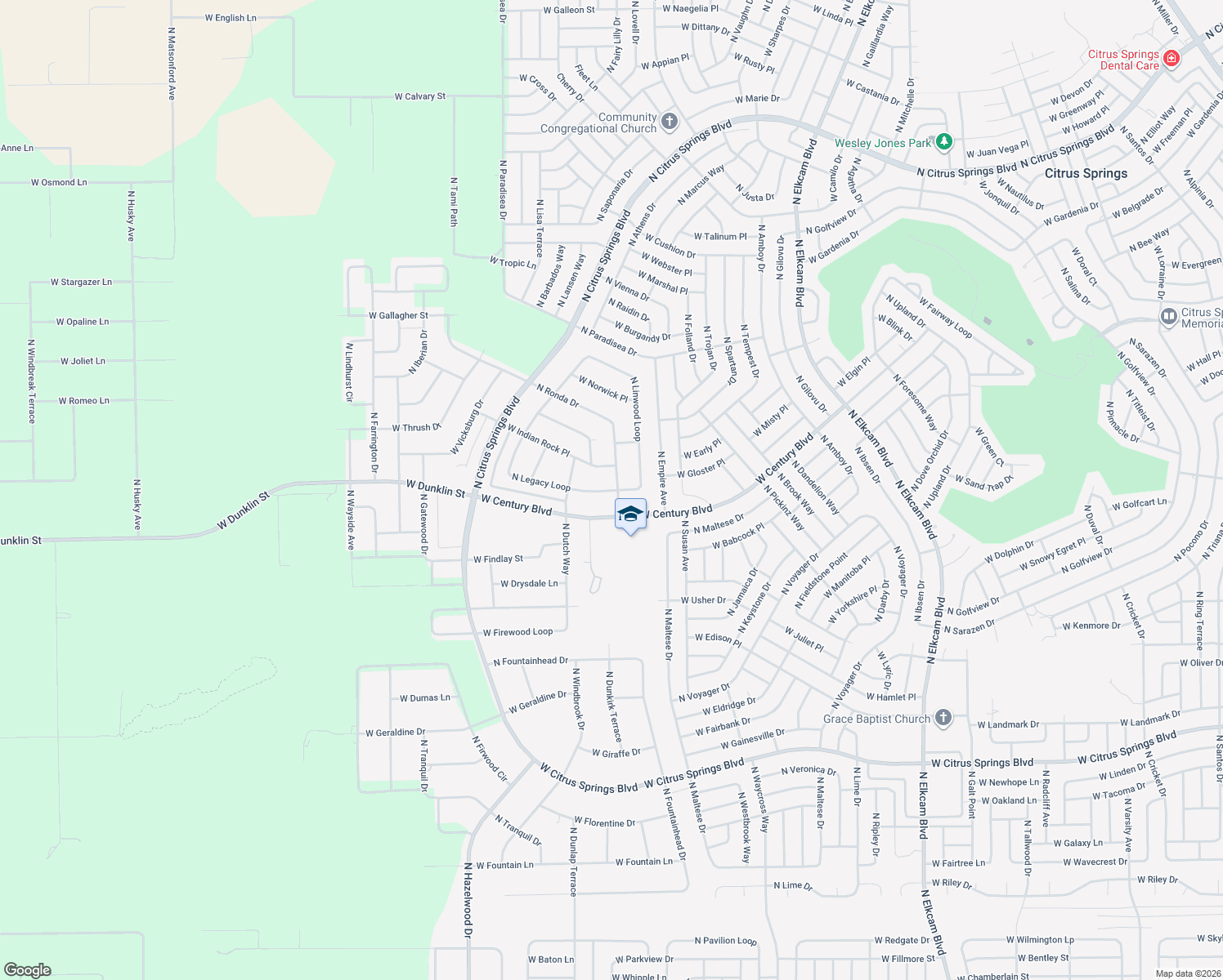 map of restaurants, bars, coffee shops, grocery stores, and more near 8235 North Legacy Loop in Citrus Springs