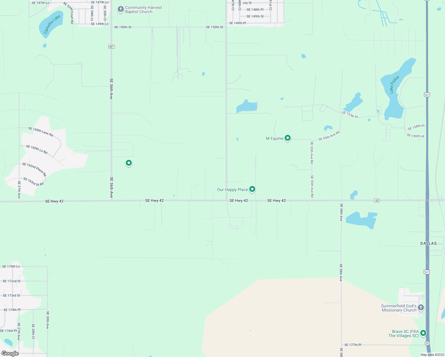 map of restaurants, bars, coffee shops, grocery stores, and more near 16300 Southeast 47th Avenue in Summerfield