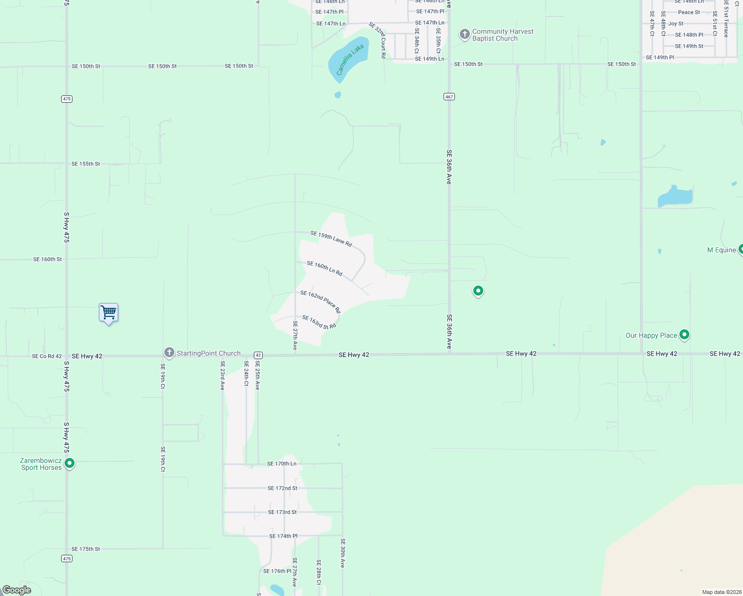 map of restaurants, bars, coffee shops, grocery stores, and more near 3100 Southeast 160th Lane Road in Summerfield