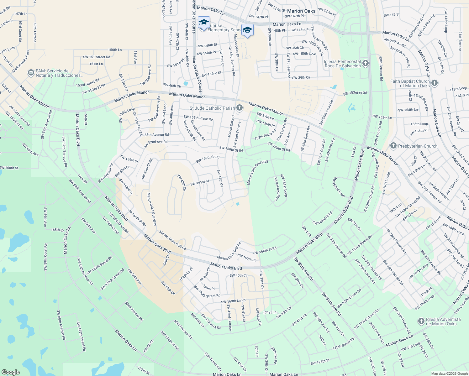 map of restaurants, bars, coffee shops, grocery stores, and more near 4249 Southwest 162nd Place in Ocala