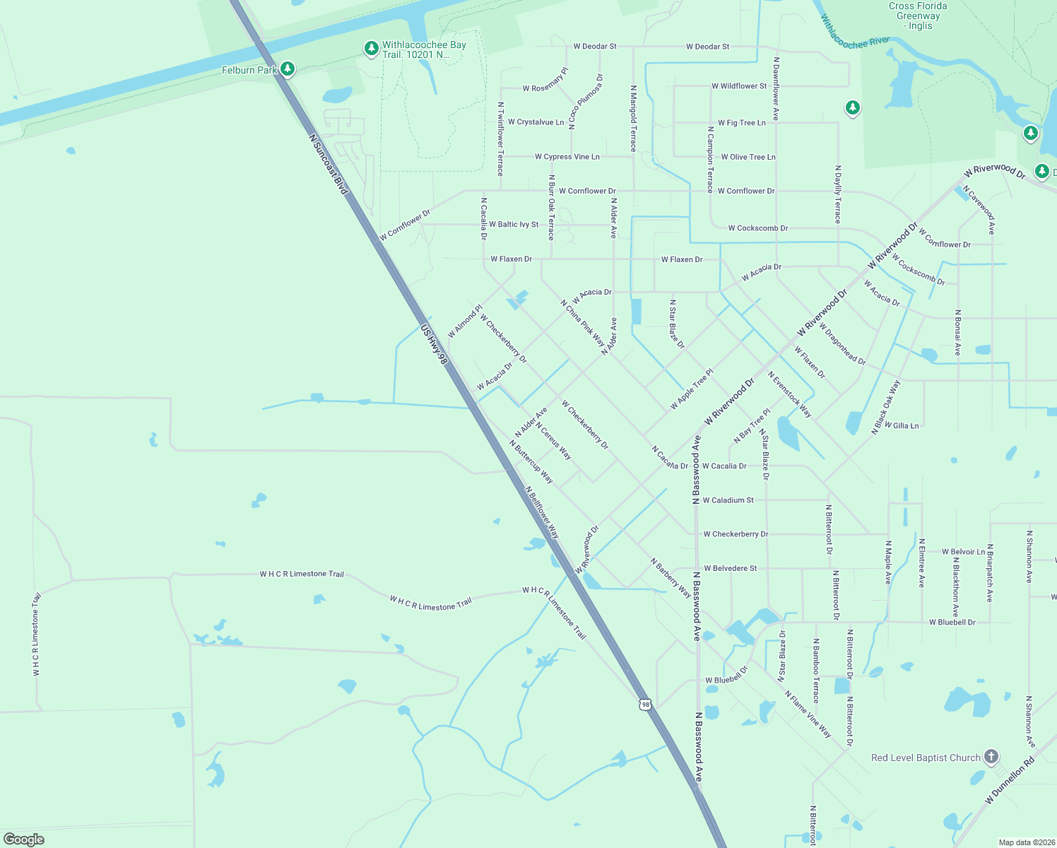 map of restaurants, bars, coffee shops, grocery stores, and more near 9096 North Alder Avenue in Crystal River