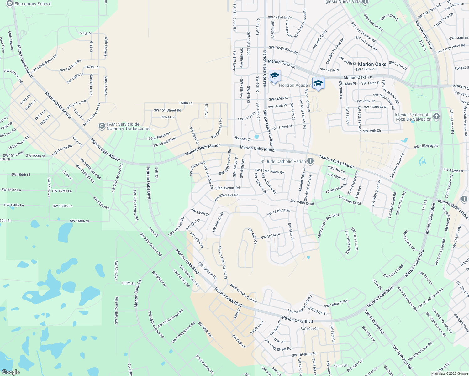 map of restaurants, bars, coffee shops, grocery stores, and more near 15753 55th Avenue Road in Ocala